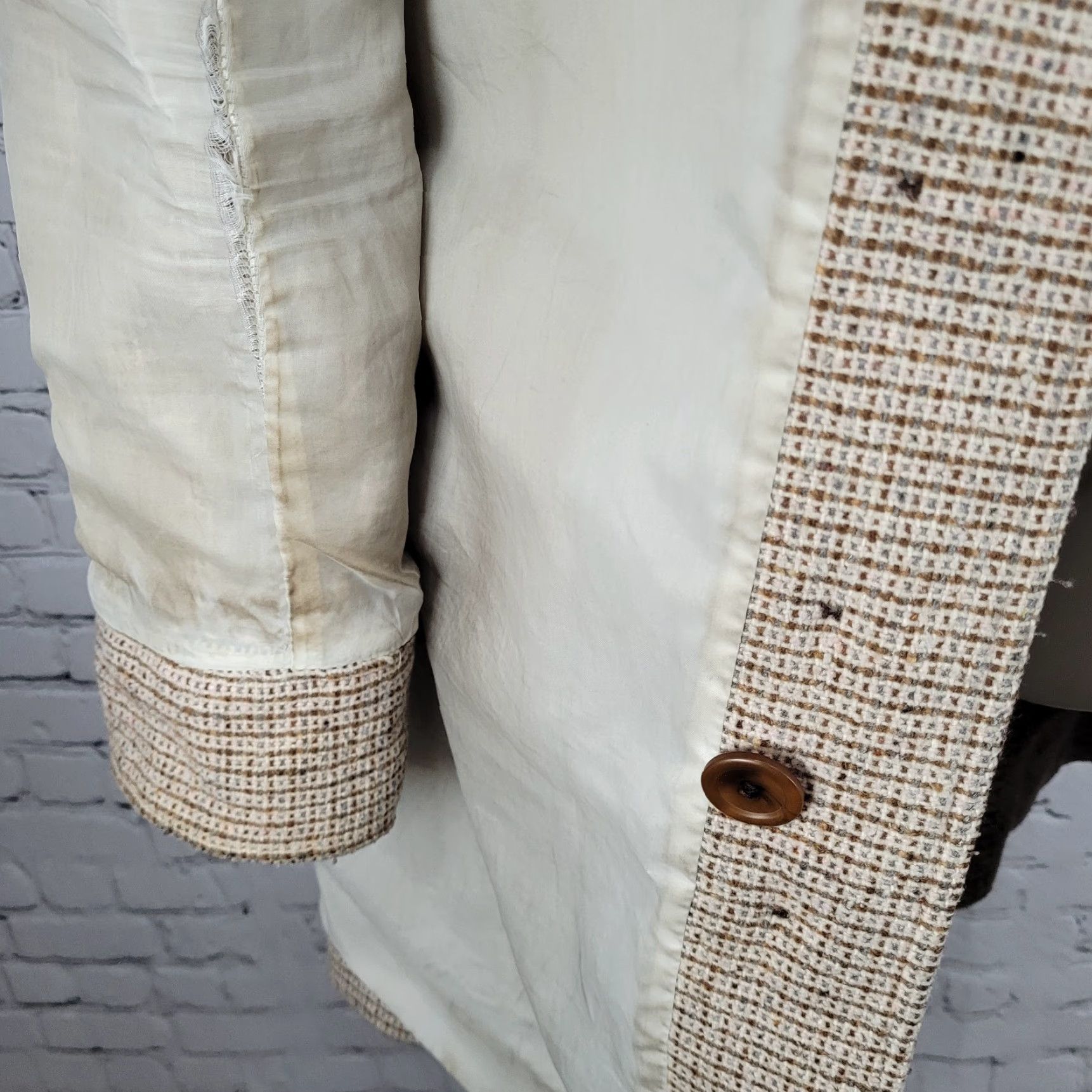 Vintage Static Tan Wool Blend Tweed Buttoned Pockets Lined Collared Coat XL Women’s Overcoat Buttons Pockets Lined Wool Tweed Coat Size XL / US 12-14 / IT 48-50 - 6 Thumbnail