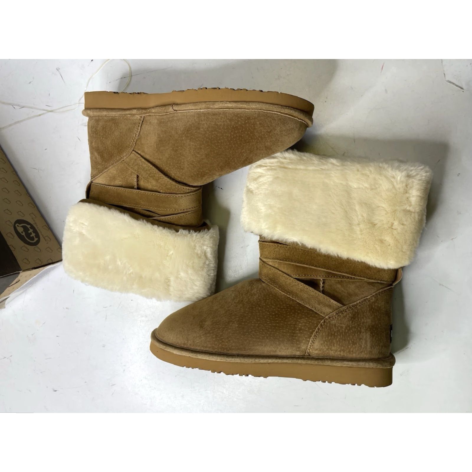 Vintage LAMO SAVOY Boots Women's Mid-Calf Chestnut 10 M Box Included, Shearling Style, Faux Suede, Flat Heel, Winter, Casual, Round Toe, Solid, Shoes Size US 10 / IT 40 - 6 Thumbnail