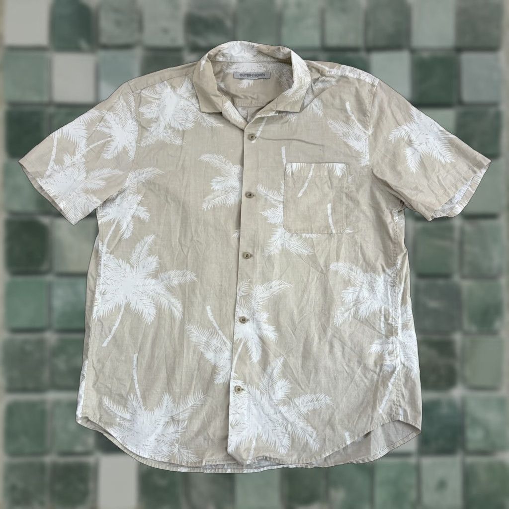 Outerknown Outerknown Camp Loop Collar Shirt in Beige Floral Men XL Hemp Blend Size US XL / EU 56 / 4 - 1 Thumbnail