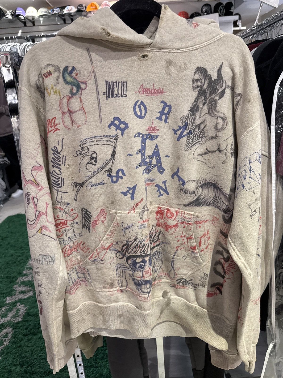 SAINT MICHAEL × BORN X RAISED BR HOODIE SAINT MICHAEL×Born x Raised 24SS LA WHITE BR HOODIE Graphic