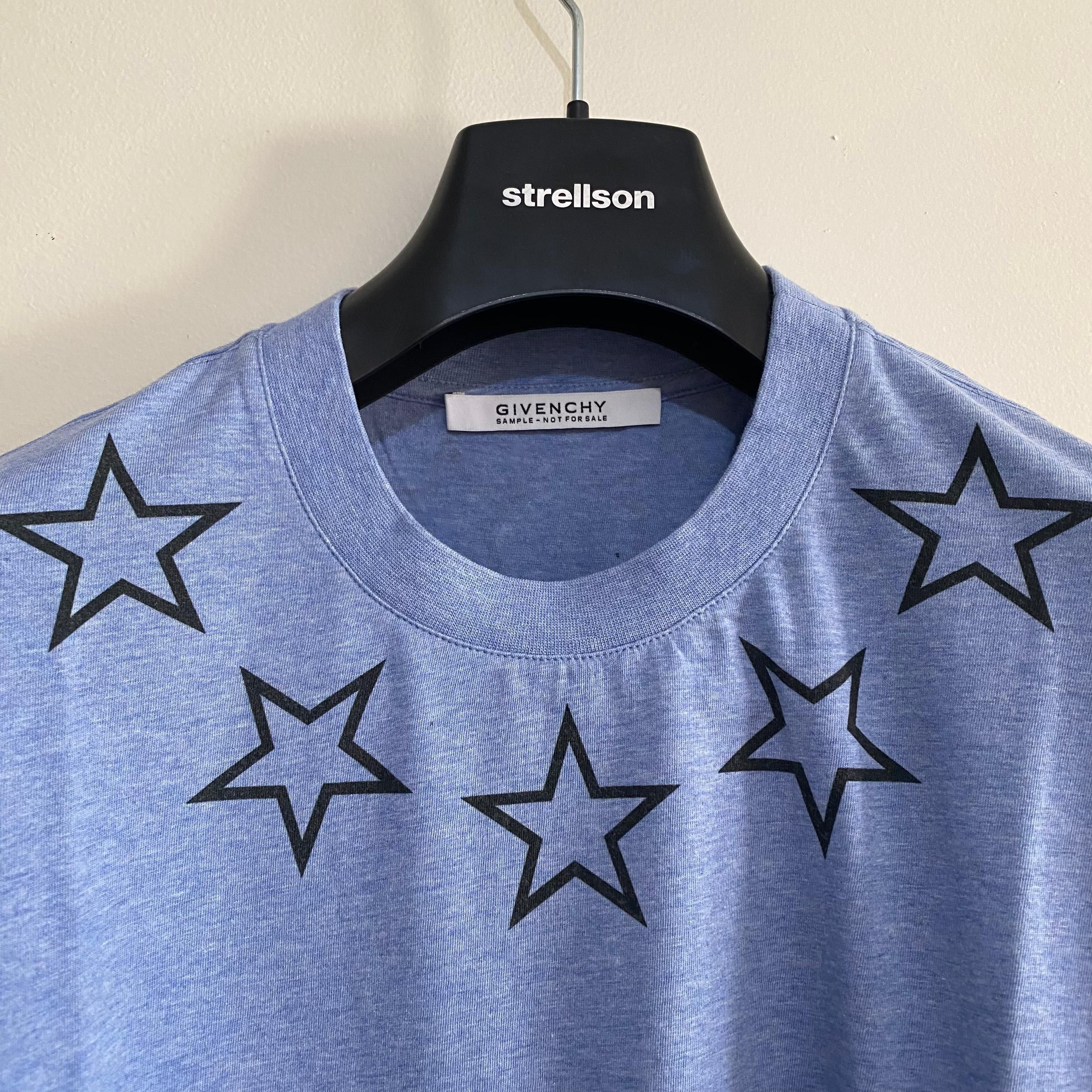 Givenchy Powder Blue Outline Stars Oversized T-Shirt Size US M / EU 48-50 / 2 - 5 Thumbnail