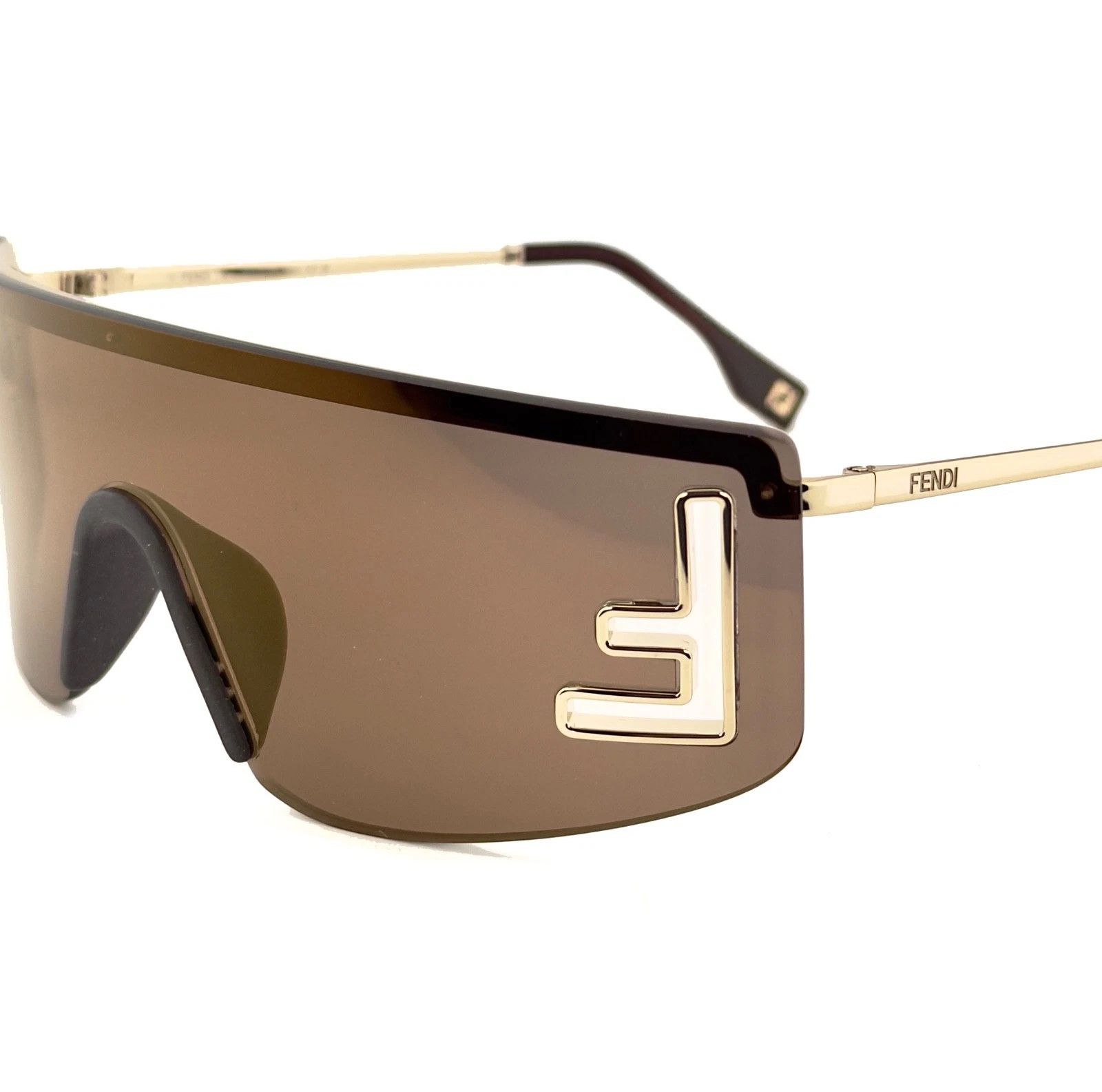 Fendi FENDI SPORT FE40168U Brown Gold Unisex Logo Wrap Mask 40168 Size ONE SIZE - 7 Thumbnail
