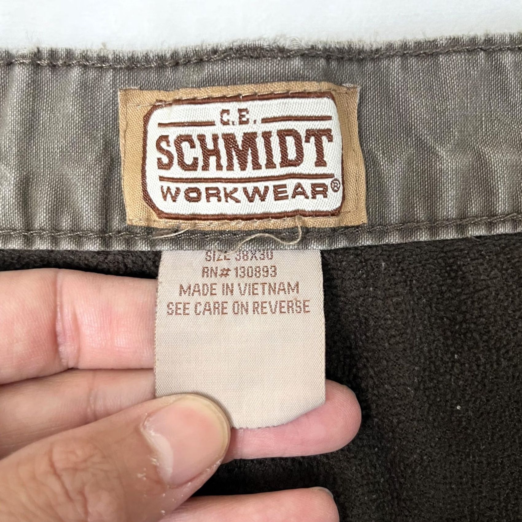 Vintage C.E. Schmidt Mens Carpenter Pants 38x30 Brown Fleece Lined Workwear Pants Size US 38 / EU 54 - 4 Thumbnail