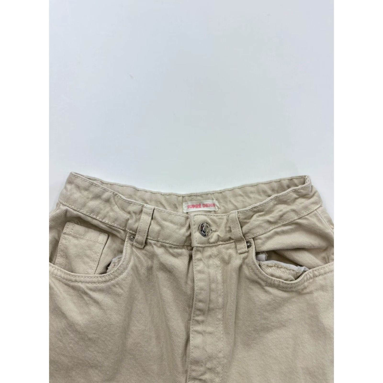 Supreme Supré Women's Relaxed Fit Wide Leg Beige Denim Jeans US 4 AU 8 Size 27" / US 4 / IT 40 - 3 Thumbnail