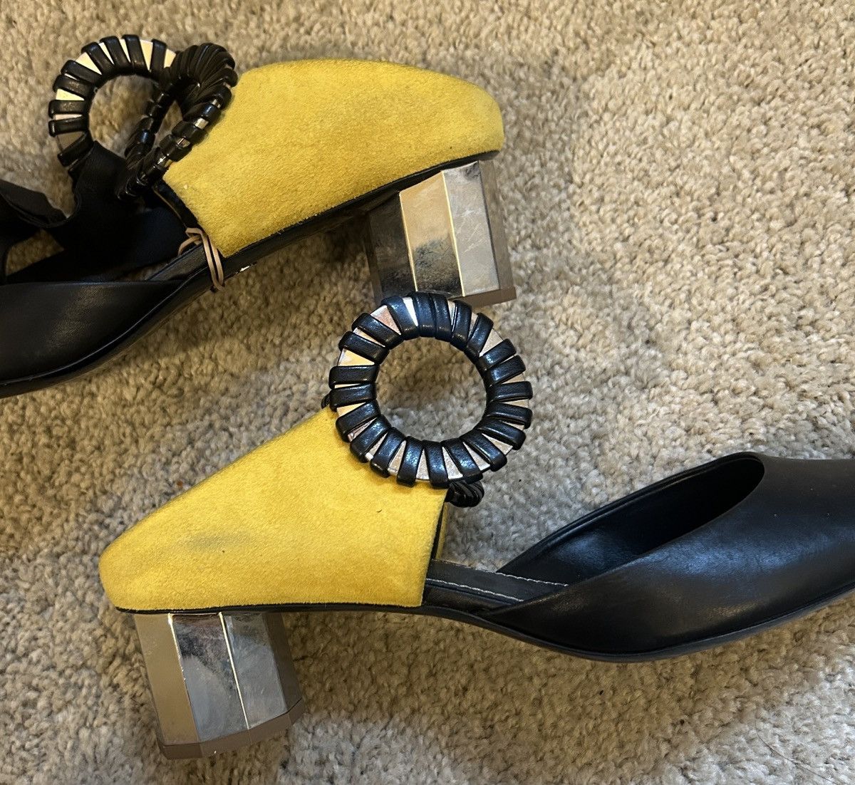Proenza Schouler Proenza Schouler Leather and Suede Black and Yellow Shoes Size US 9 / IT 39 - 6 Thumbnail