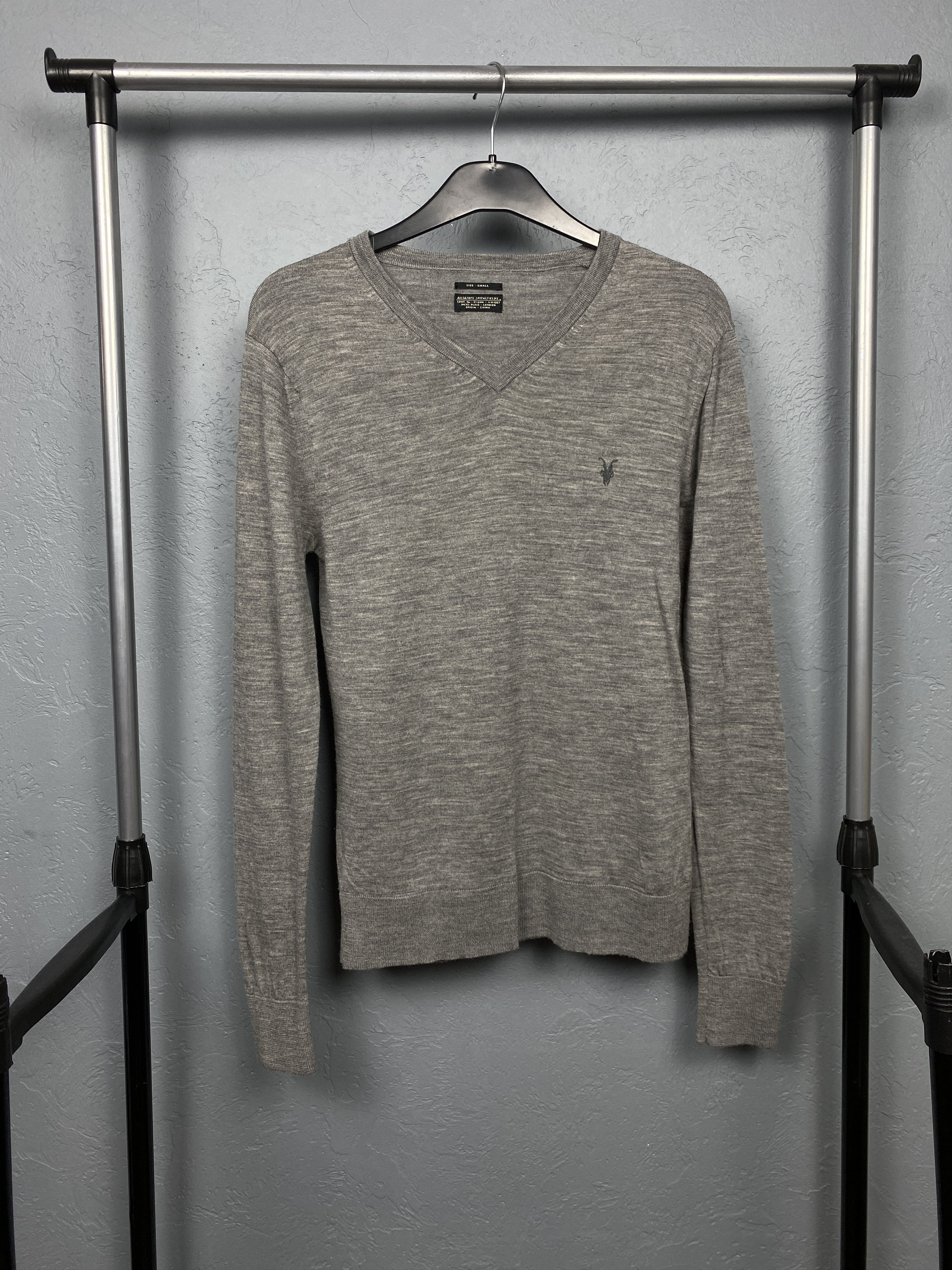 Allsaints Allsaints Mens V-Neck Merino Wool Knit Sweater Size US S / EU 44-46 / 1 - 1 Thumbnail