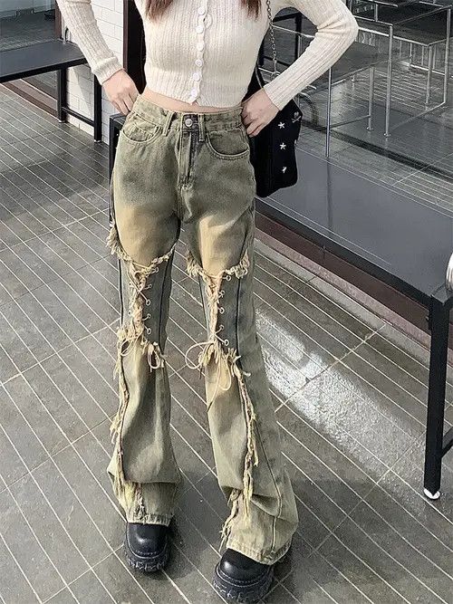 Jean Vintage Bell Bottom Goth Jeans Size 29" - 4 Thumbnail
