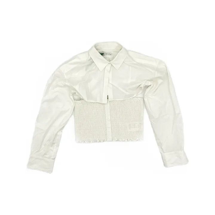 Alexander Wang Alexander Wang White Cropped Long Sleeve Shirt - Size XL / US 12-14 / IT 48-50 - 2 Thumbnail