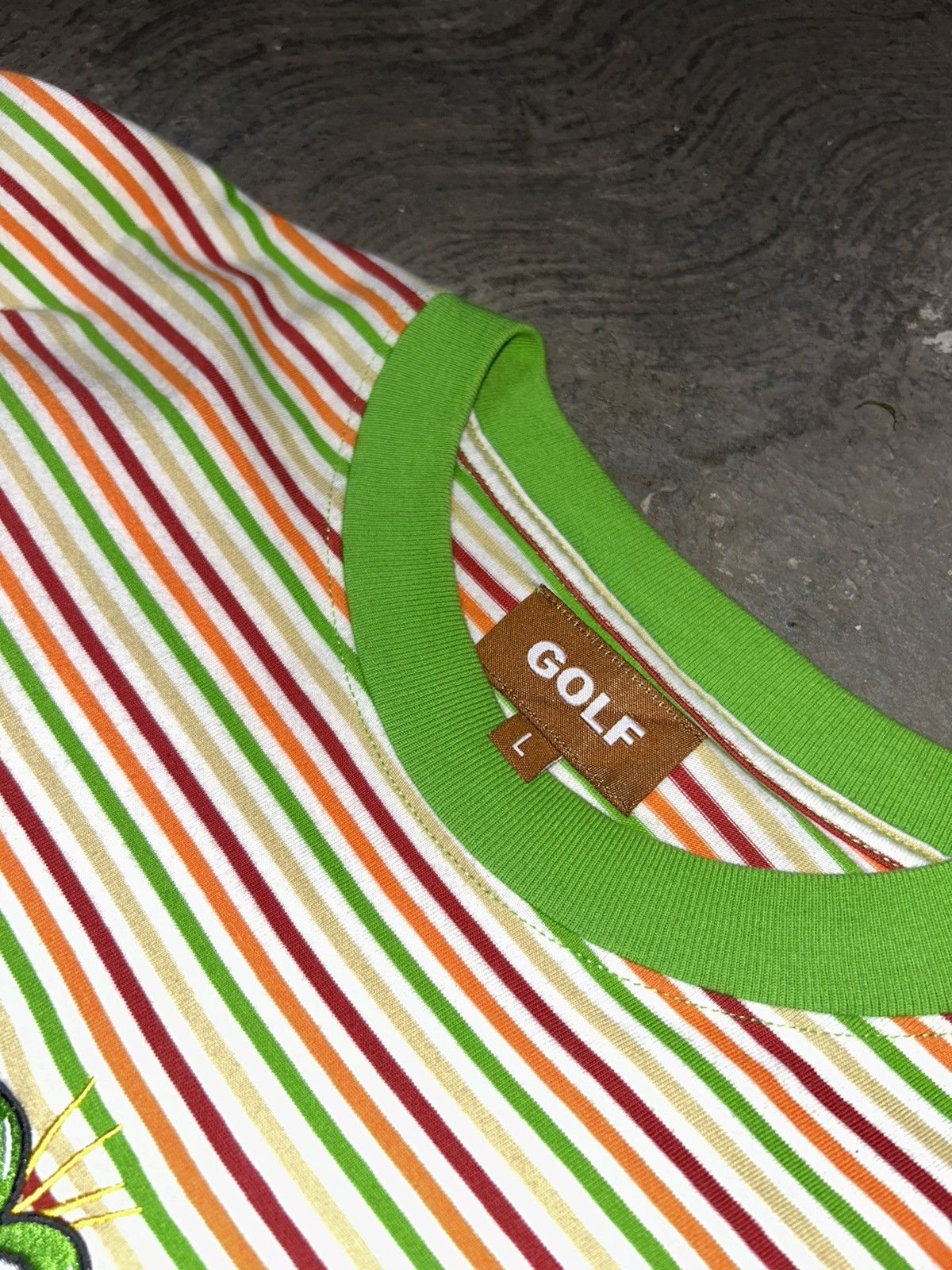Golf Wang × Tyler The Creator Golf Wang Romeo Striped Green Embroidered Heart Tee Size US L / EU 52-54 / 3 - 3 Thumbnail