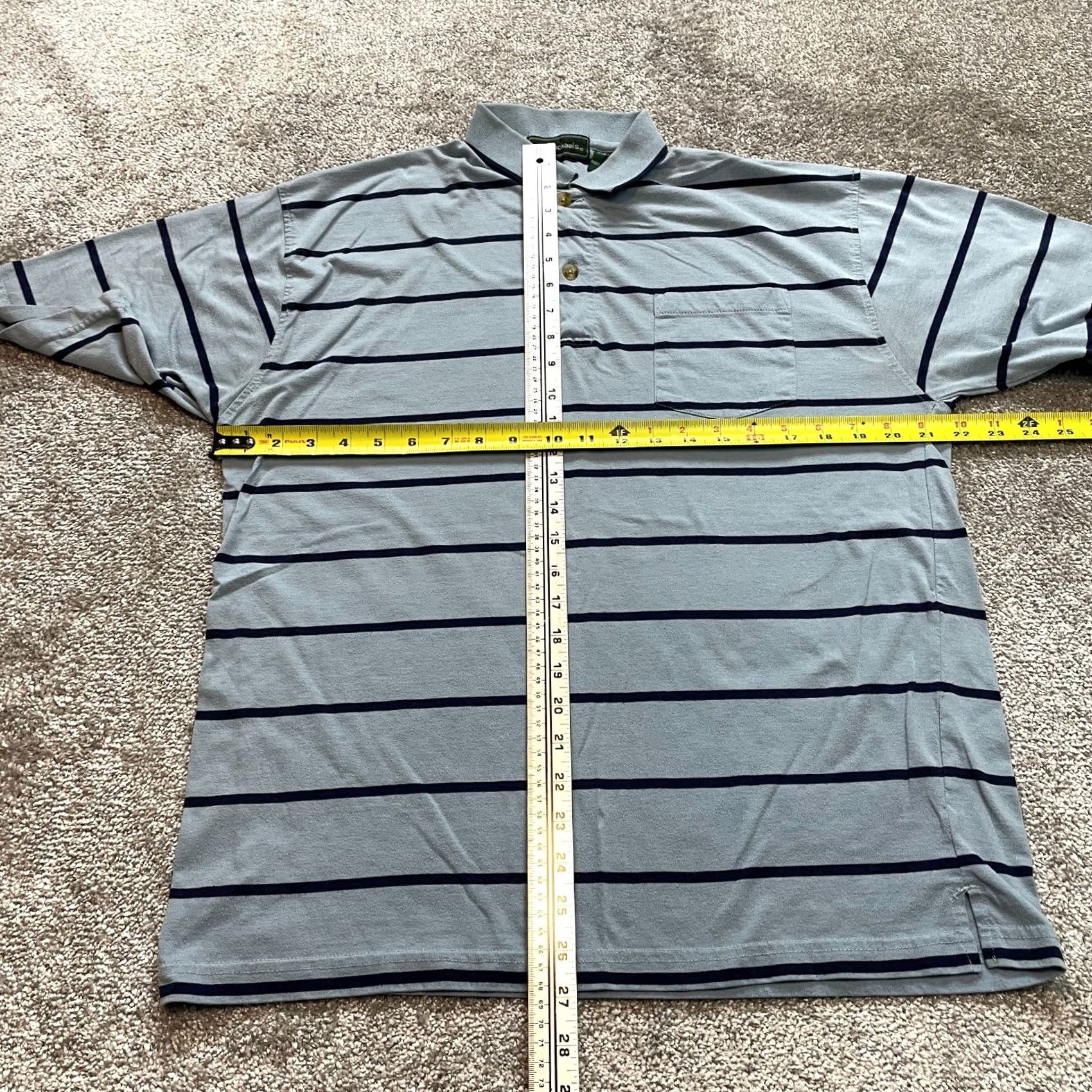 Vintage VINTAGE Carl Michaels Polo Shirt Mens L Light Blue Striped Pocket Collared Rugby Size US L / EU 52-54 / 3 - 7 Thumbnail