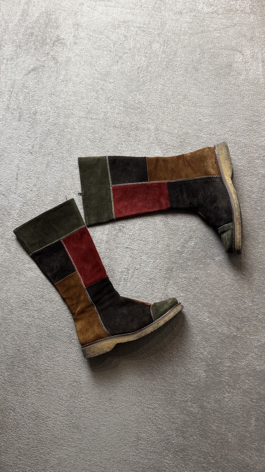 Faded Boho Patchwork Leather Suede Boots 80 90s cdg gtat