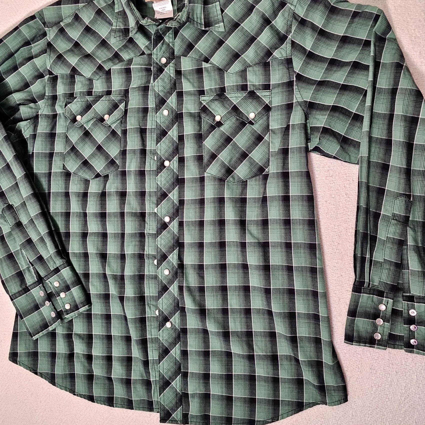 Wrangler VINTAGE Wrangler Western Shirt Mens L Green Plaid Snap Size US L / EU 52-54 / 3 - 4 Thumbnail