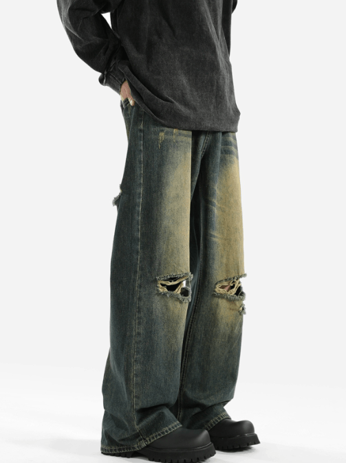 Japanese Brand × Jean Men's American high street distressed washed ripped jeans Size US 32 / EU 48 - 2 Thumbnail