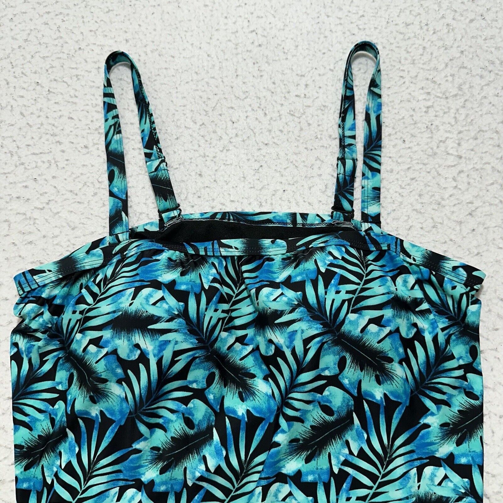 Other Blair 16 Swim Top Padded Teal Blue Hawaiian Floral Swimwear Size ONE SIZE - 2 Thumbnail