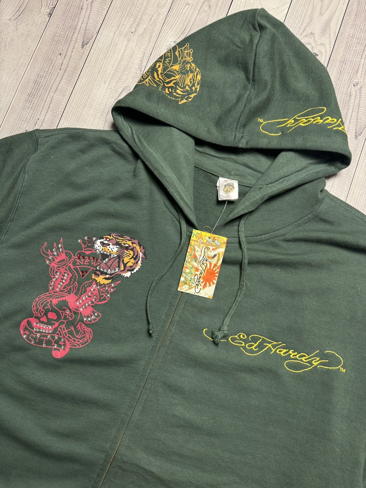 Ed Hardy by Christian Audigier zip hoodie big logo tiger 3XL