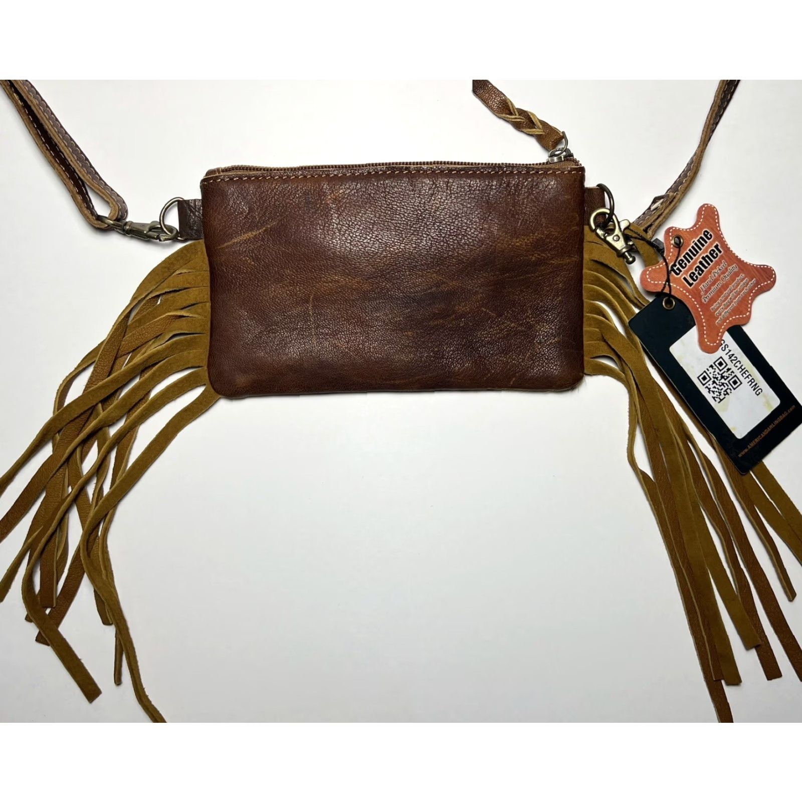 Vintage NWT American Darling Leopard Cowhide w/Fringe Bag Crossbody Purse Size ONE SIZE - 4 Thumbnail