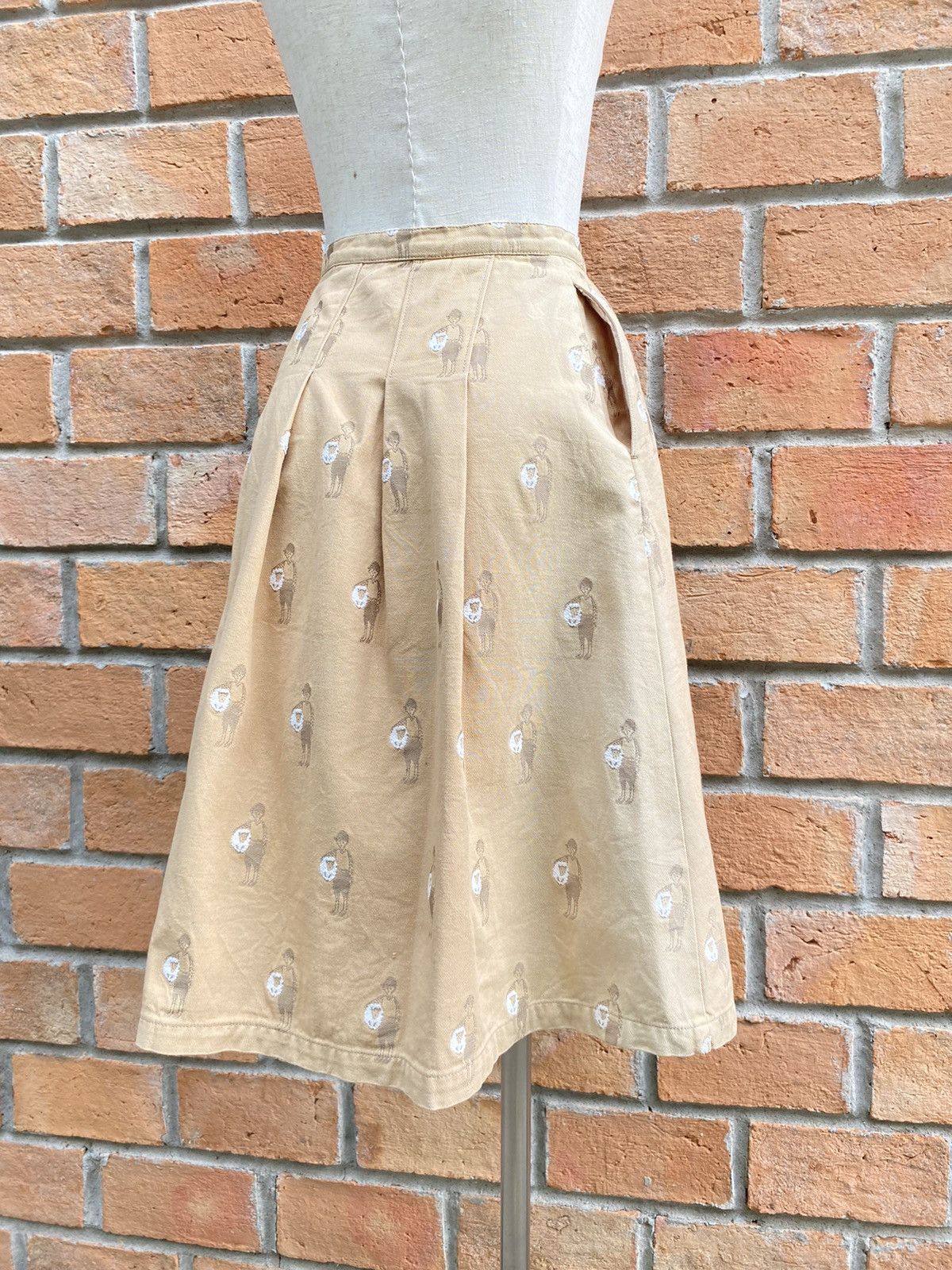 Ne-Net Né-net Beige A-Line Skirt with Embroidered Figure Pattern Size 26" / US 2 / IT 38 - 9 Thumbnail