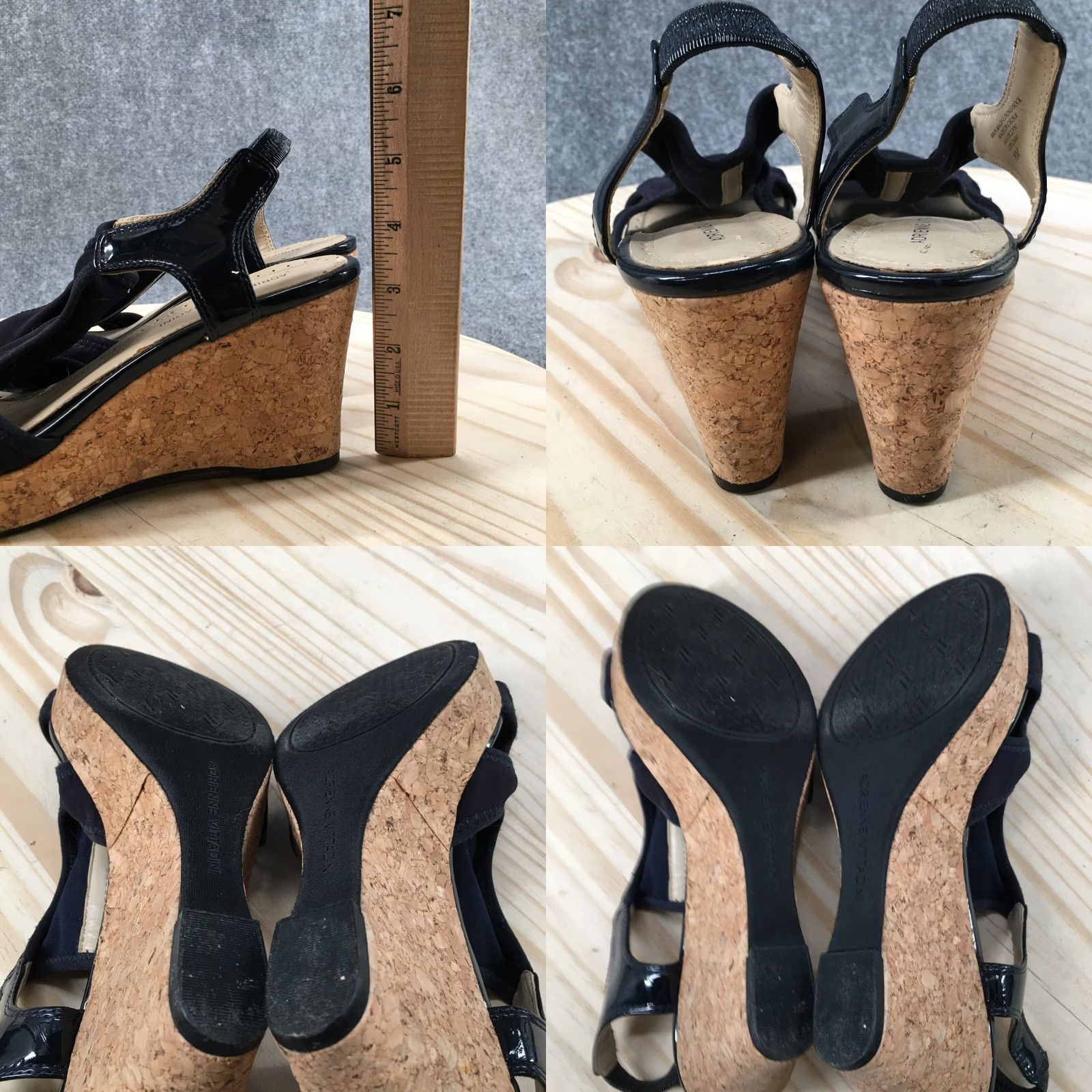 Vintage Adrienne Vittadini Sandals Womens 8 M Collyn Wedge Cork Heels Slingback Blue Size US 8 / IT 38 - 8 Thumbnail