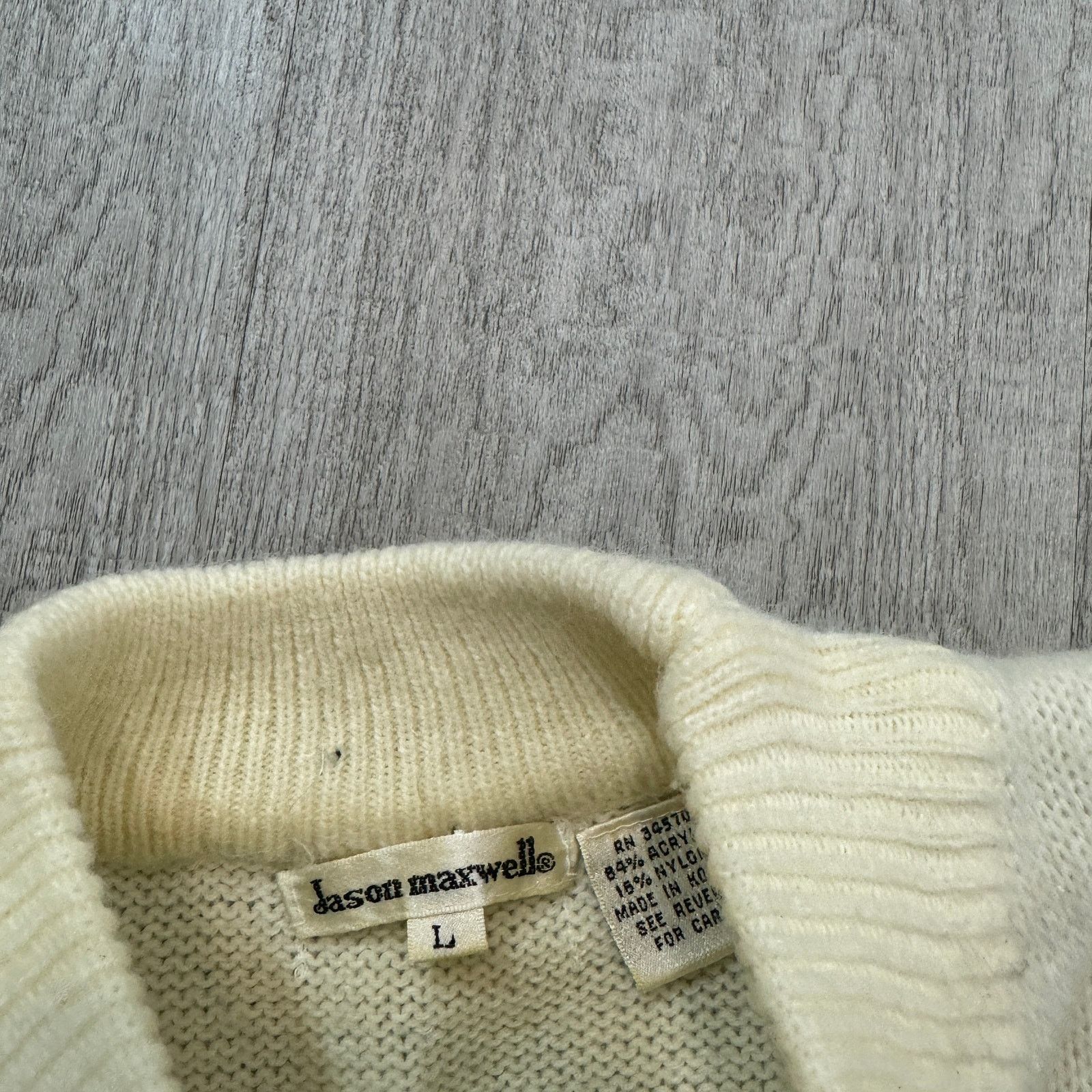 Vintage Vintage Jason Maxwell Sweater Women's Large Cream Geometric Size L / US 10 / IT 46 - 5 Thumbnail