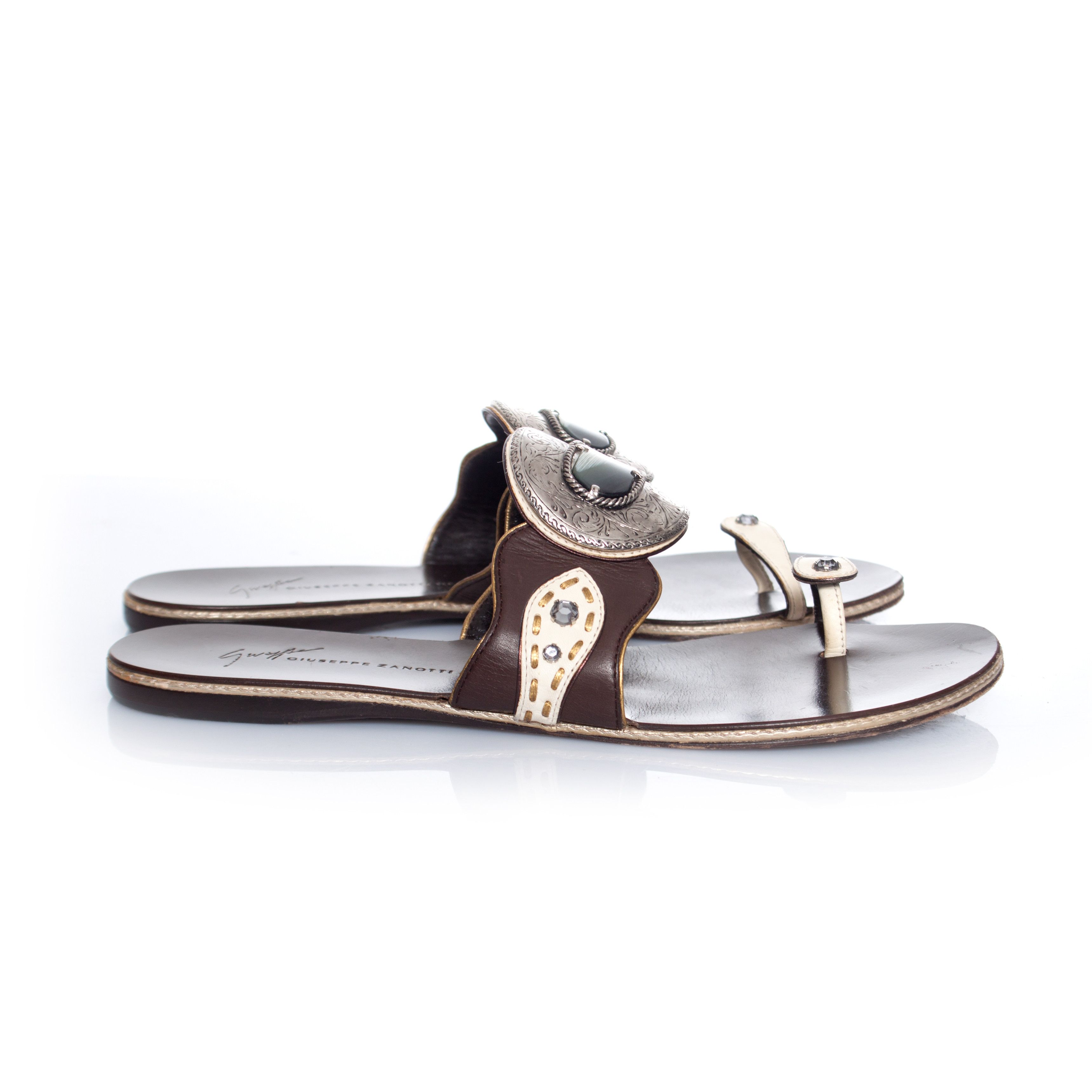 Giuseppe Zanotti Giuseppe Zanotti, Brown leather sandals. Size US 7.5 / IT 37.5 - 3 Thumbnail