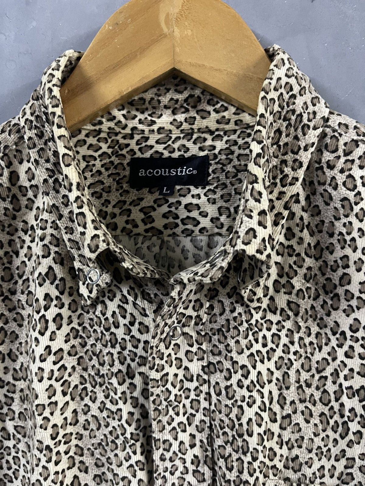 Japanese Brand ACOUSTIC - Vintage Leopard Printed Shirt Size US L / EU 52-54 / 3 - 2 Thumbnail