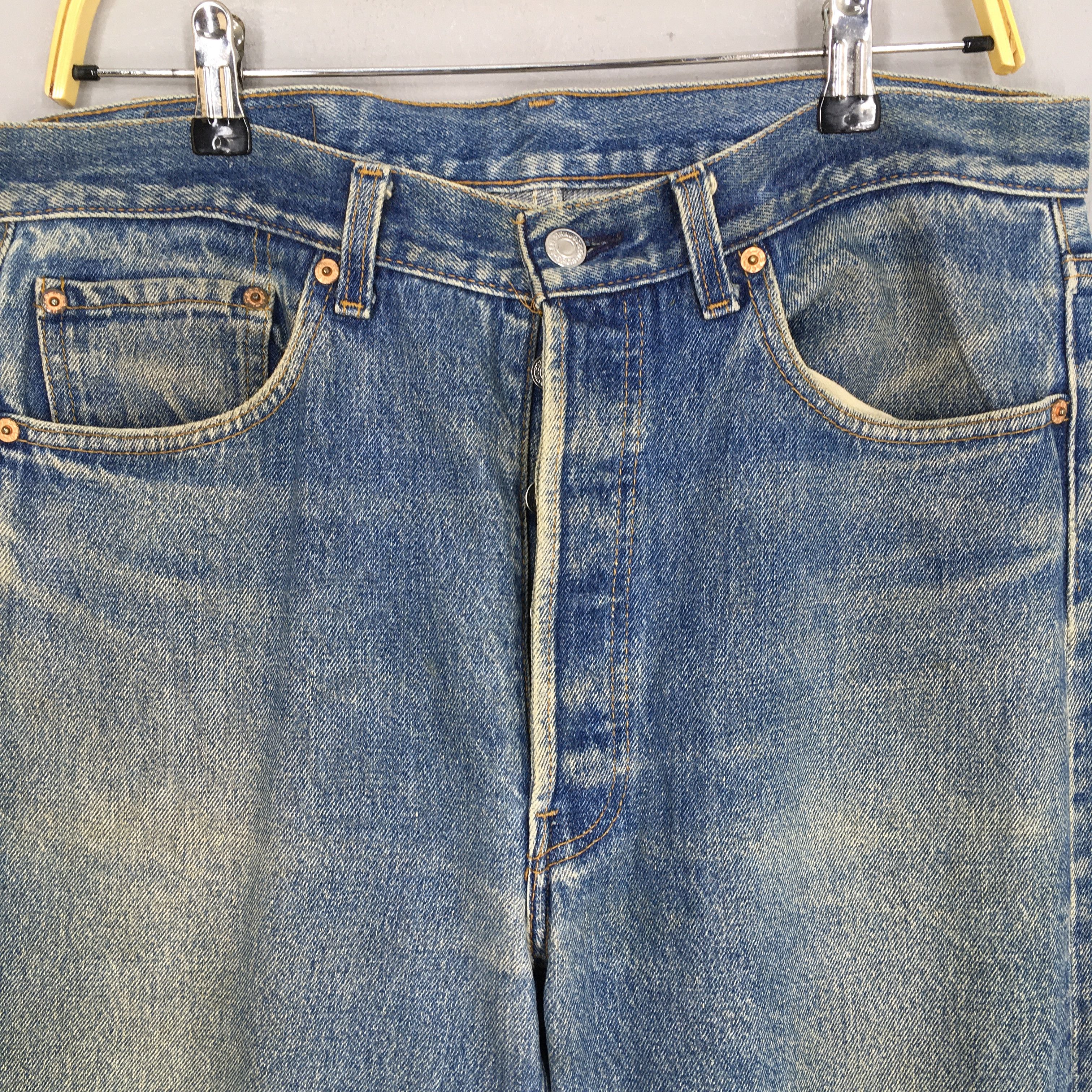 Size 34x34.5 Vintage Levi's 501XX Blue Stone Washed Jeans