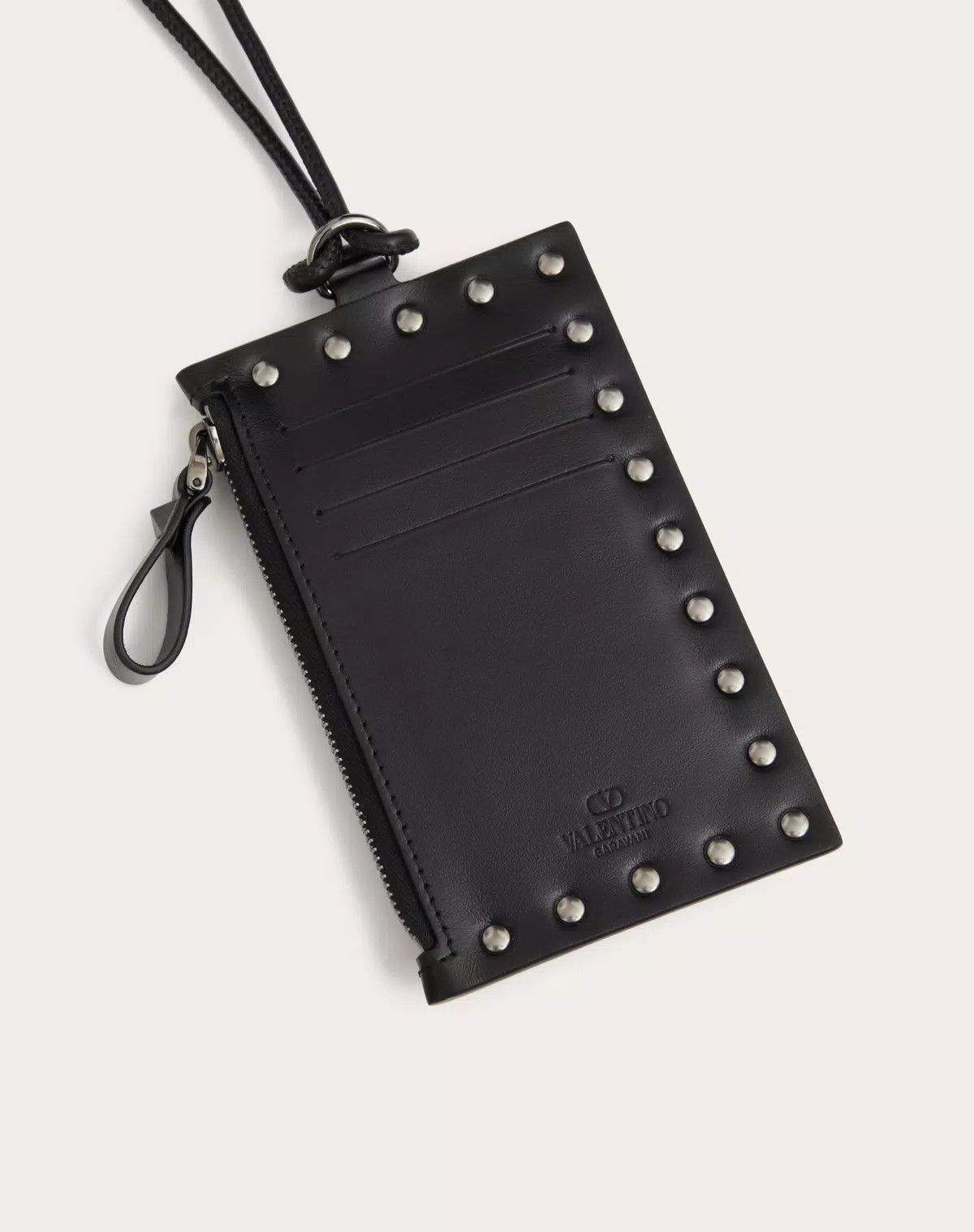 Valentino oc11z0725 Size:OS/Rockstud Calfskin Card Holder in black Size ONE SIZE - 3 Thumbnail