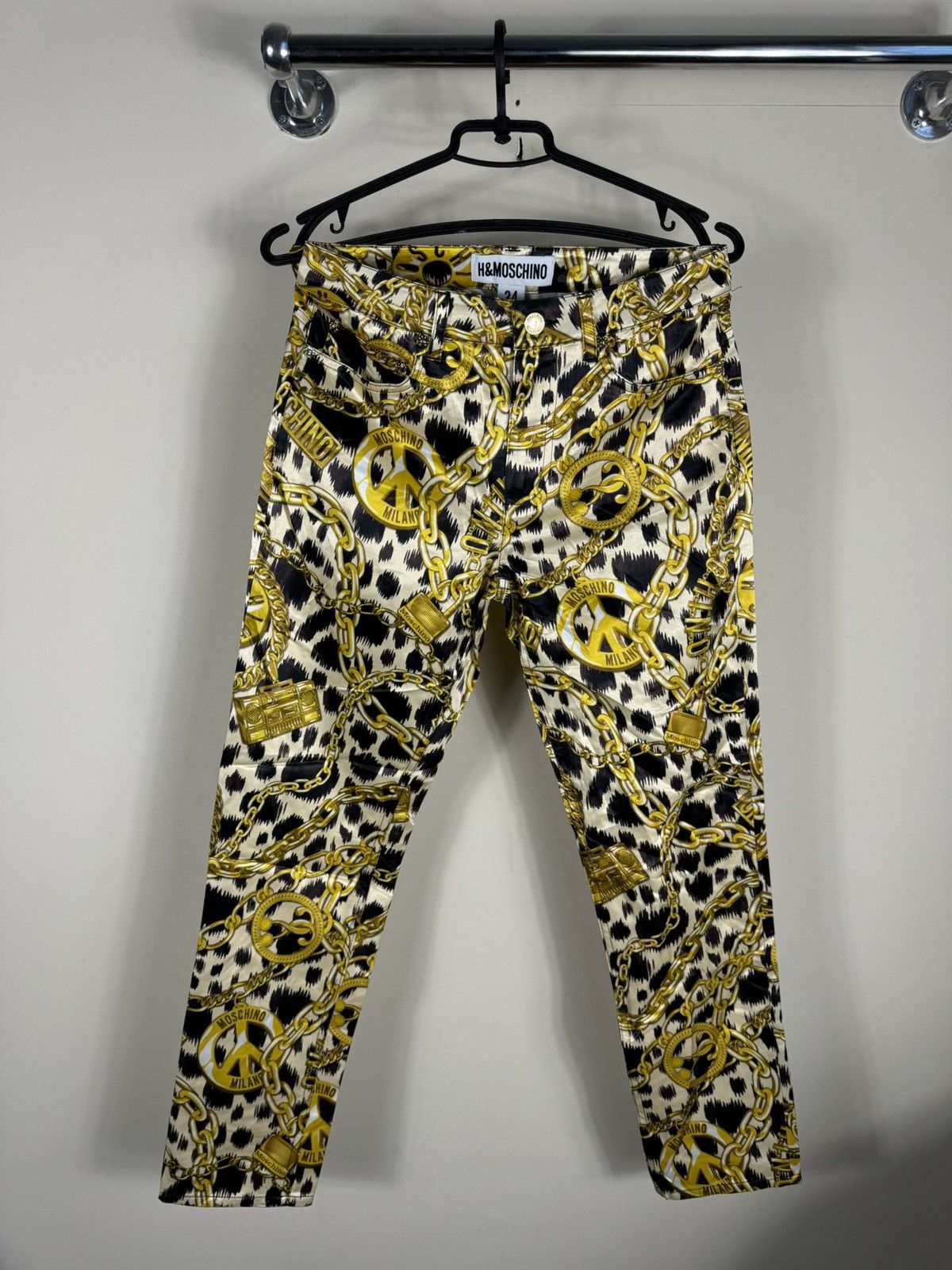 H&M × Moschino MOSCHINO X H&M GOLD CHAIN PATTERNED PANTS Size 34" / US 12 / IT 48 - 1 Thumbnail