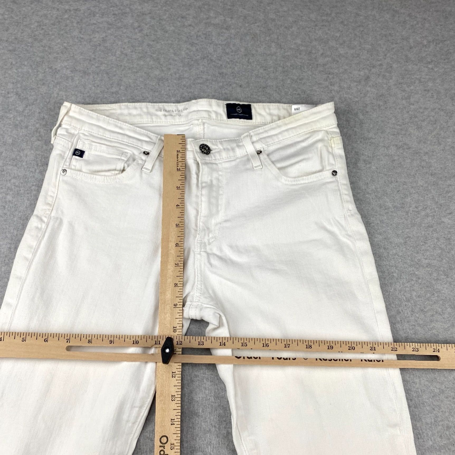 Vintage AG Adriano Goldschmied Jeans The Prima Roll Up Womens 28 Cigarette Leg White Crop Jeans Size 28" / US 6 / IT 42 - 5 Thumbnail