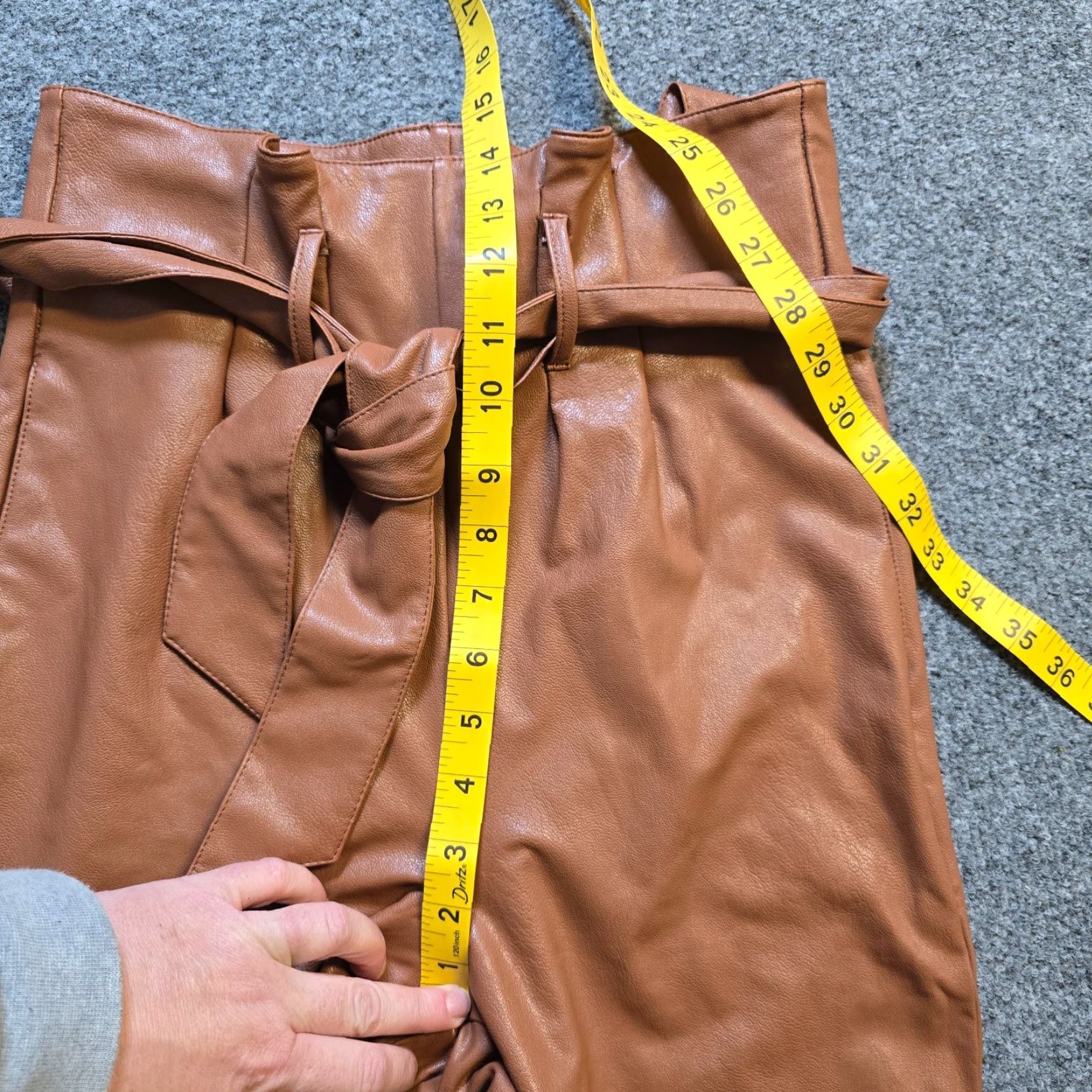 Commando Commando Pants Women XS Brown Faux Leather Belted High Waist Taper Capsule Size 26" / US 2 / IT 38 - 6 Thumbnail