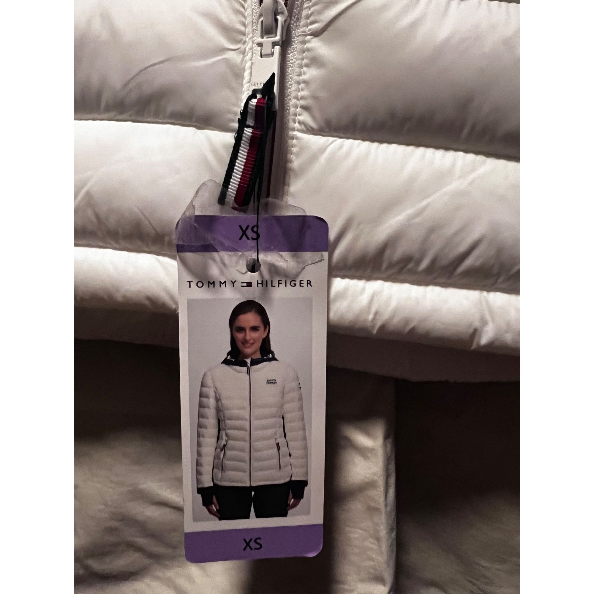 Tommy Hilfiger Tommy Hilfiger Womens White Navy Blue Puffer Zip Up Jacket Size XS / US 0-2 / IT 36-38 - 7 Thumbnail