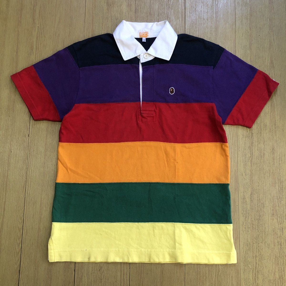 image of Bape Striped Polo Shirts, Men's (Size Medium)