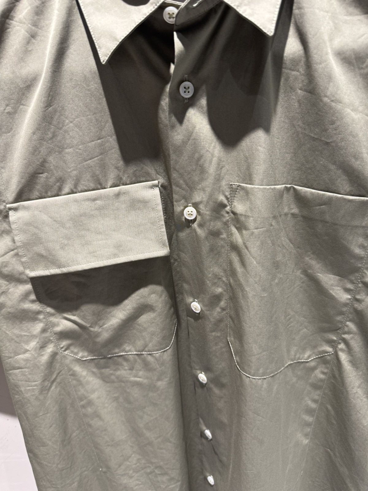 Jil Sander Size 39 Green Asymmetric Pocket Cotton Shirt - NWT Size US S / EU 44-46 / 1 - 8 Thumbnail