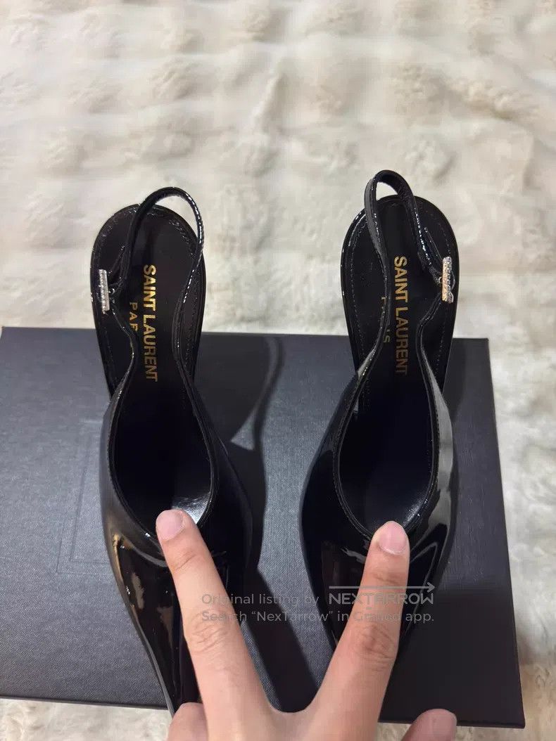 Saint Laurent Paris Saint Laurent Paris Crystal Rhinestone Patent Leather Poin Size US 7 / IT 37 - 6 Thumbnail