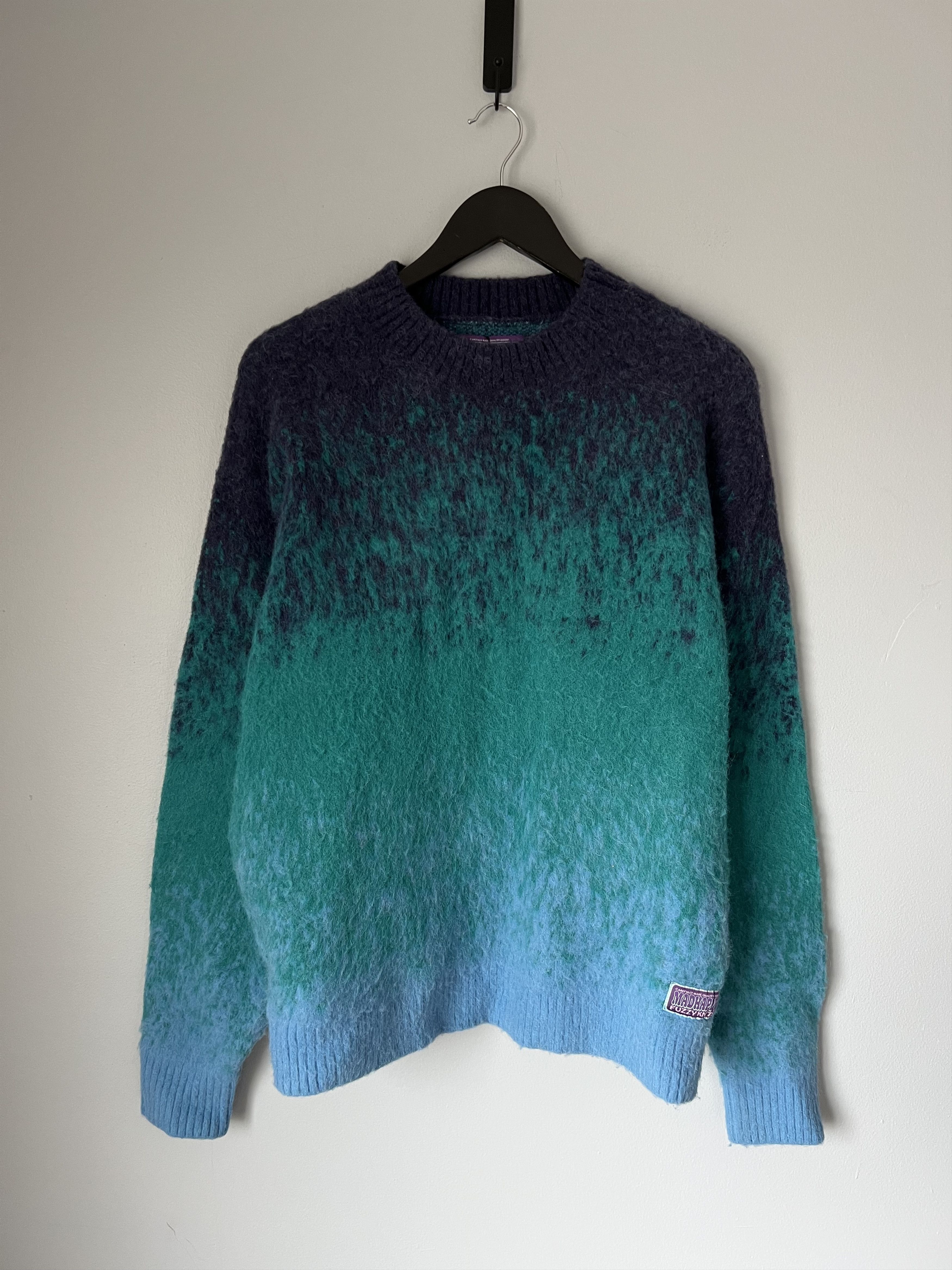 Madhappy Fuzzy Knit Gradient Sweater in Forest Green