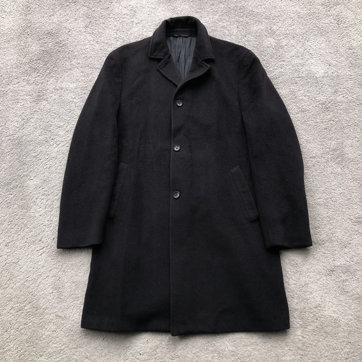 image of Jil Sander Wool Overcoat Jacket in Black Navy, Men's (Size Medium)