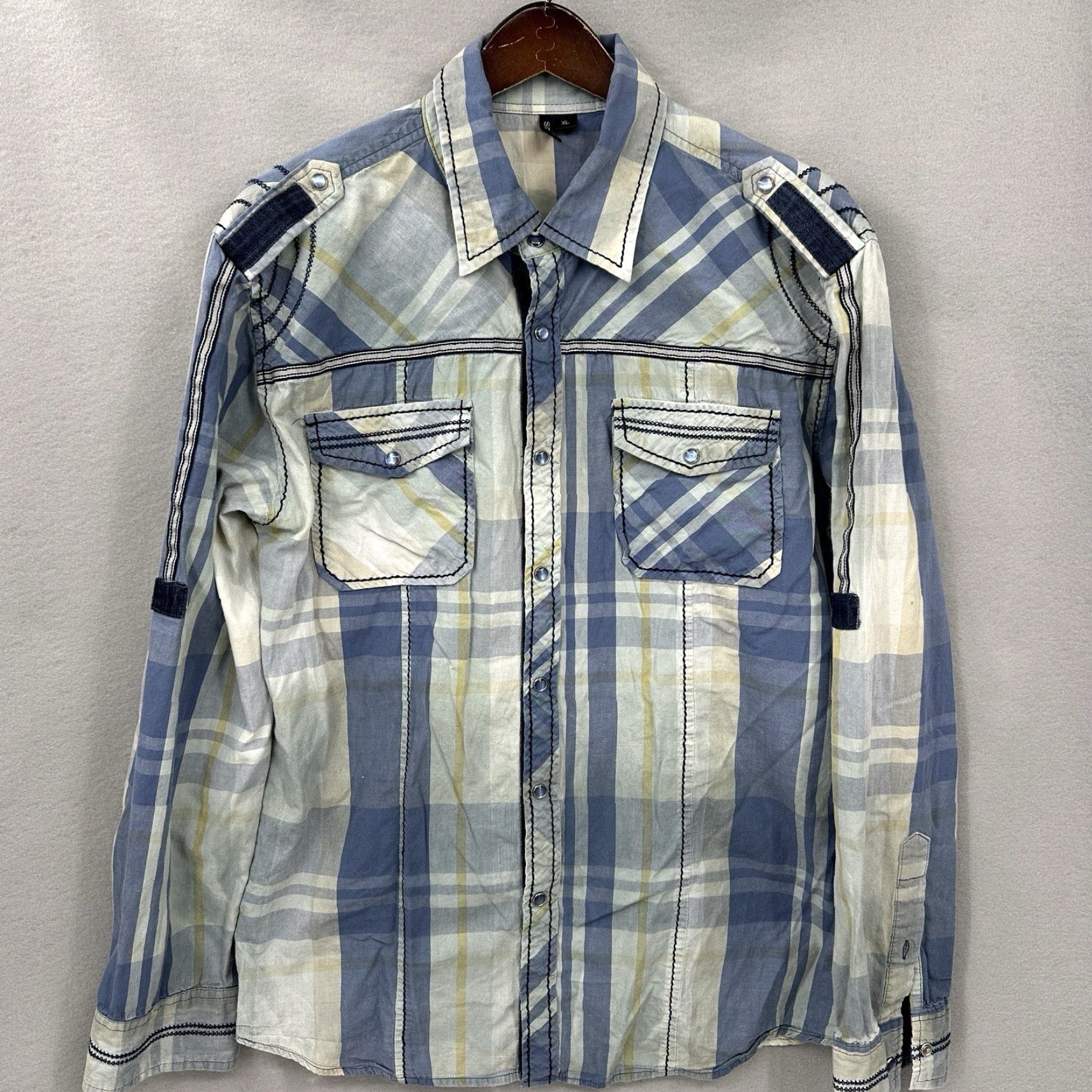 Vintage VINTAGE Smash Western Ranch Shirt Mens XL Pearl Snap Cowboy Rockabilly Denim Accents Size US XL / EU 56 / 4 - 4 Thumbnail