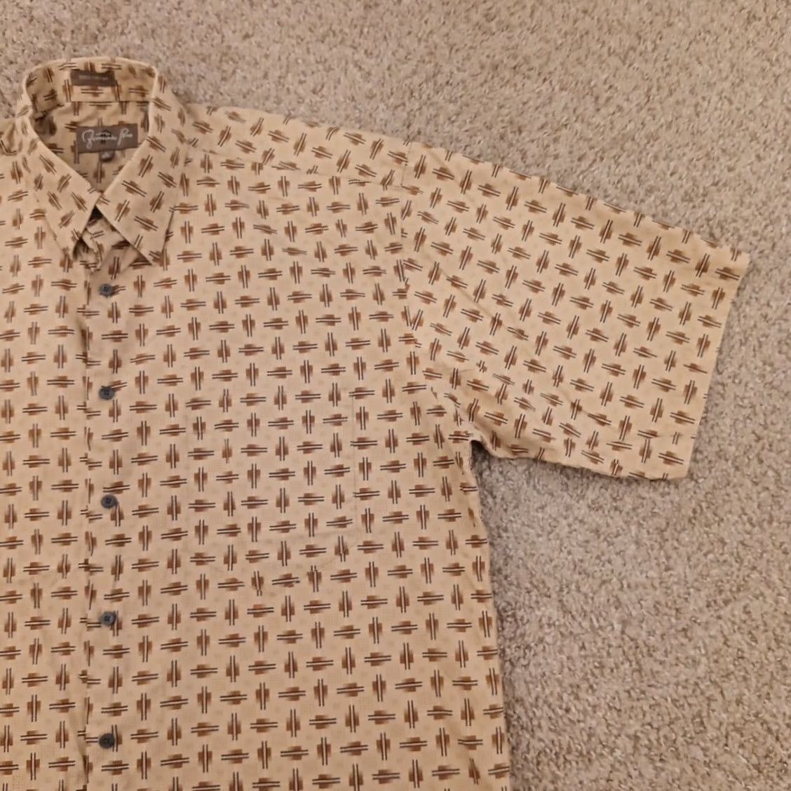 Vintage Fernando Pena Shirt Mens Large Brown Geometric Short Sleeve Button Down Size US L / EU 52-54 / 3 - 3 Thumbnail