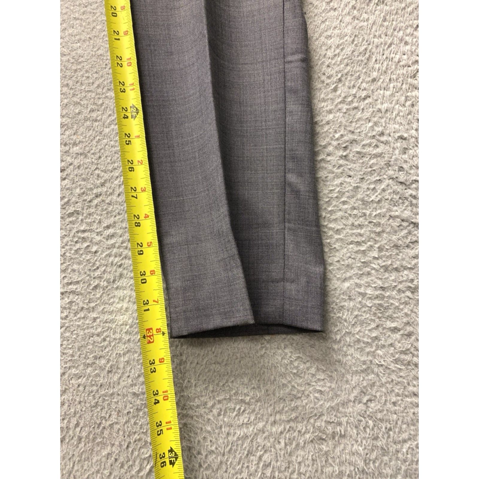 Vintage J Crew Dress Pants Men 32x32 Gray Slim Tapered Flat Front Elastic Waist Zipper Pockets Knit Wool Polyester Regular Belt Ready Mens Size US 32 / EU 48 - 4 Thumbnail