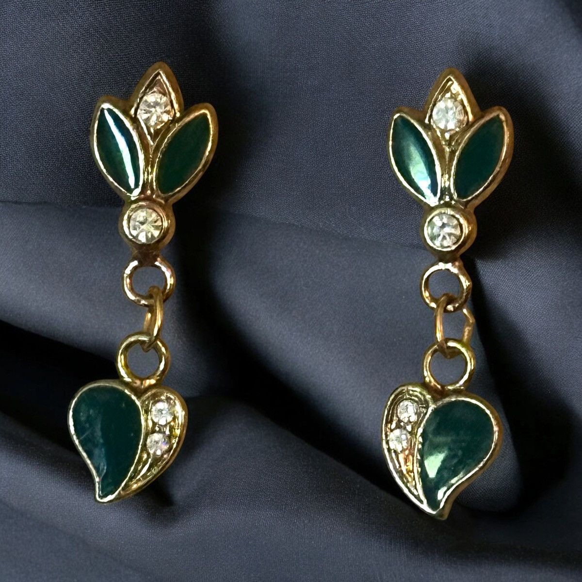 Vintage Vintage tulip and heart enamel dangle post earrings Size ONE SIZE - 1 Thumbnail
