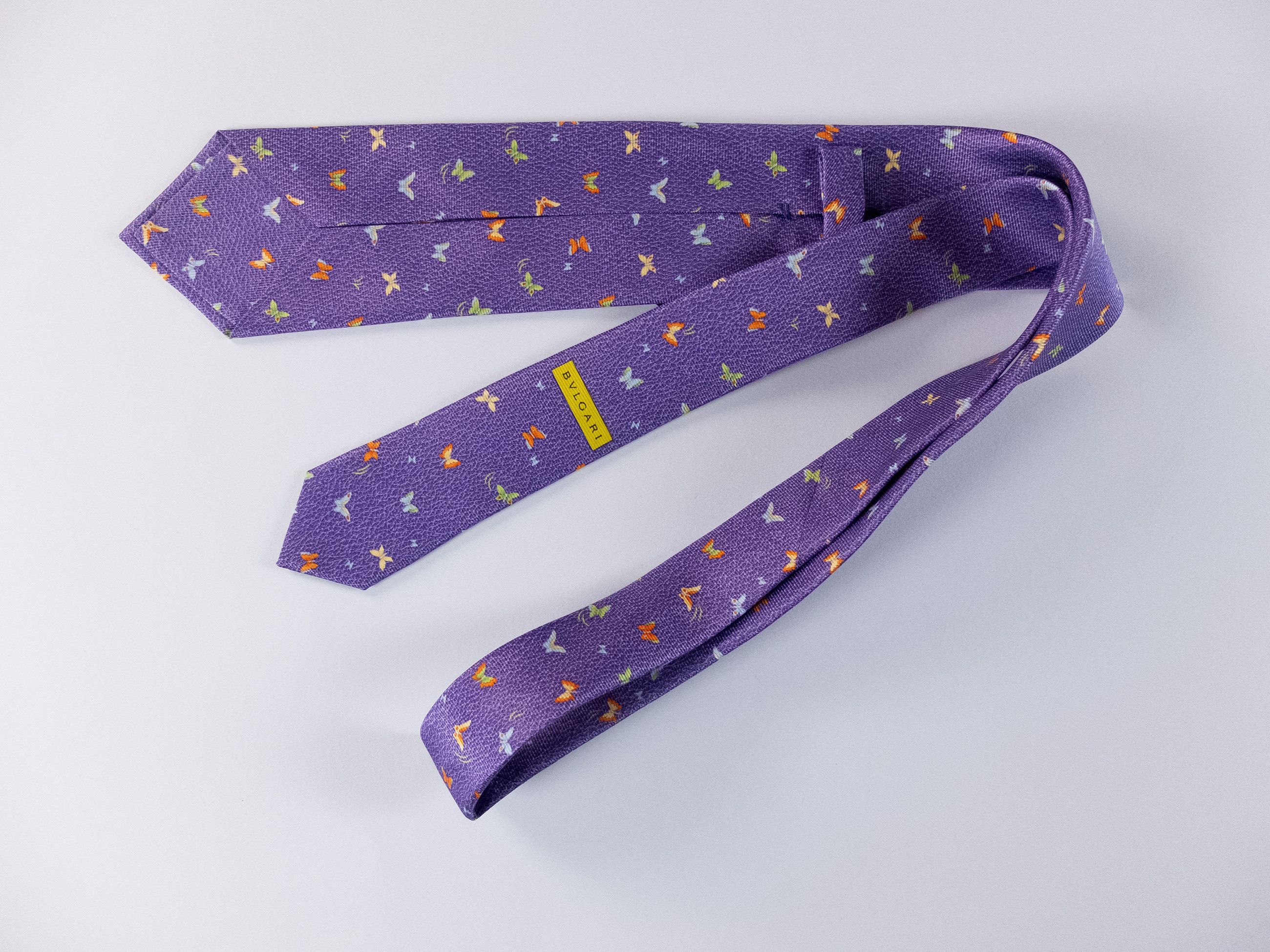 Bvlgari BULGARI hand made lilac butterfly print silk tie Bvlgari q Size ONE SIZE - 2 Thumbnail