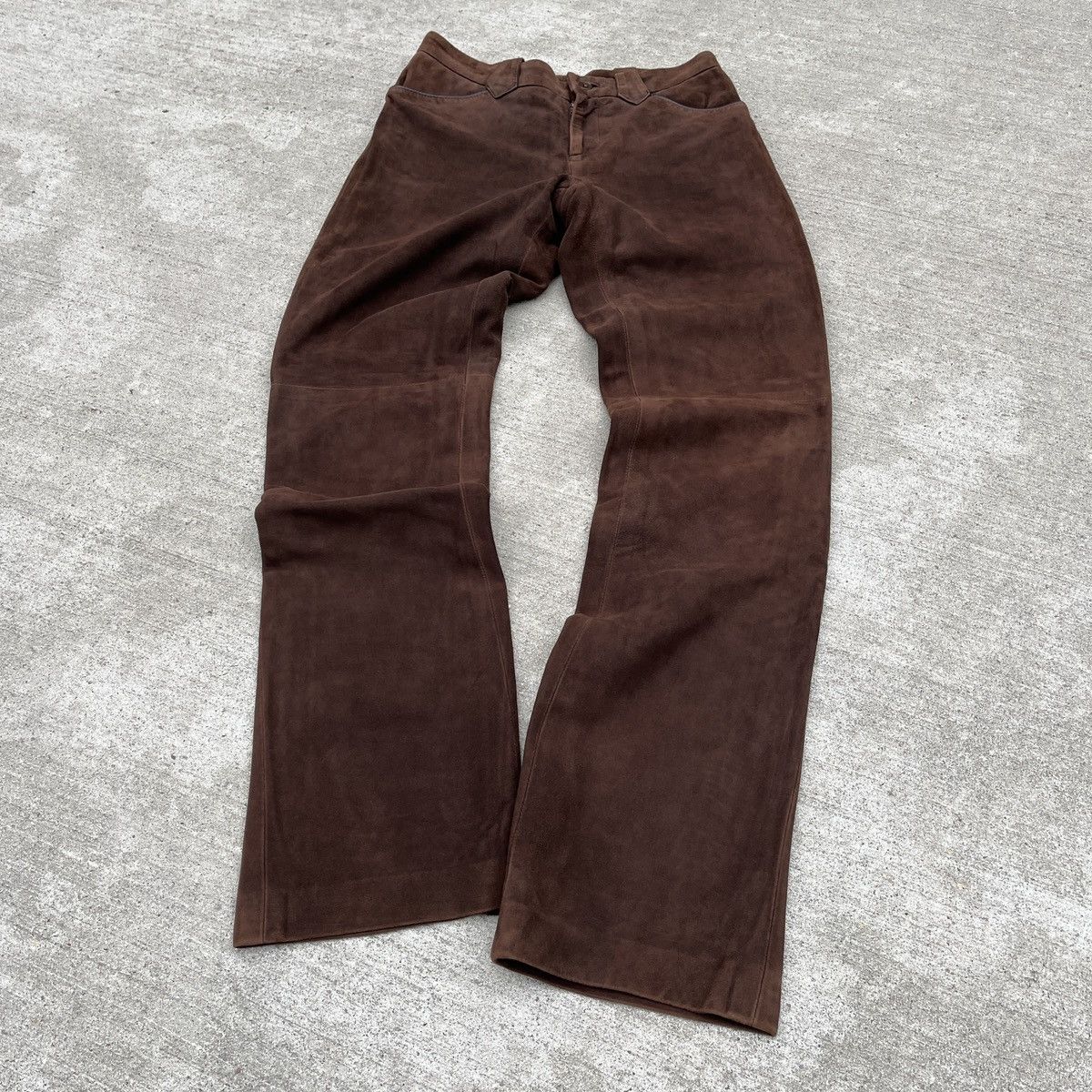 image of Ralph Laurent Purple Label Leather Pants (Unisex) in Brown, Women's (Size 26)