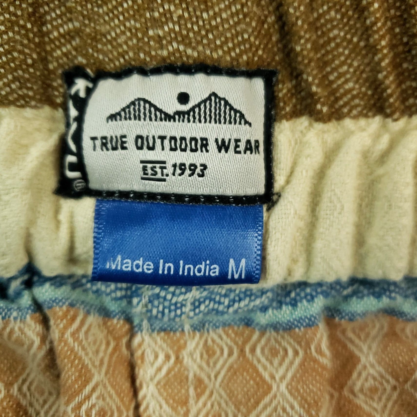 KAVU Knox Rose Women's Medium Brown Blue Striped Elastic Waist Paperbag Shorts Size 32" / US 10 / IT 46 - 7 Thumbnail