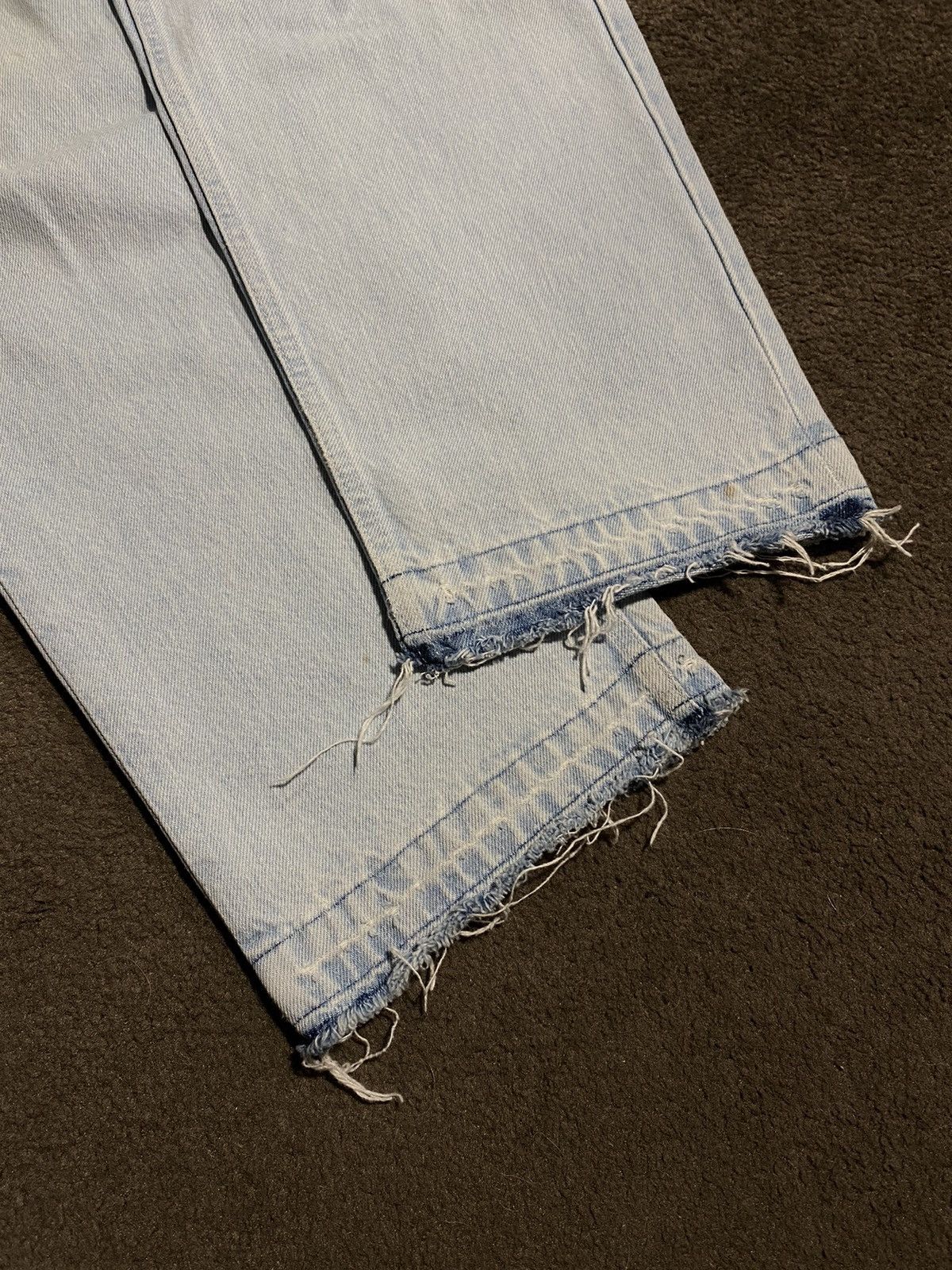Vintage Open Hem Blue Jeans Straight Fit Washed Blue Size US 32 / EU 48 - 3 Thumbnail