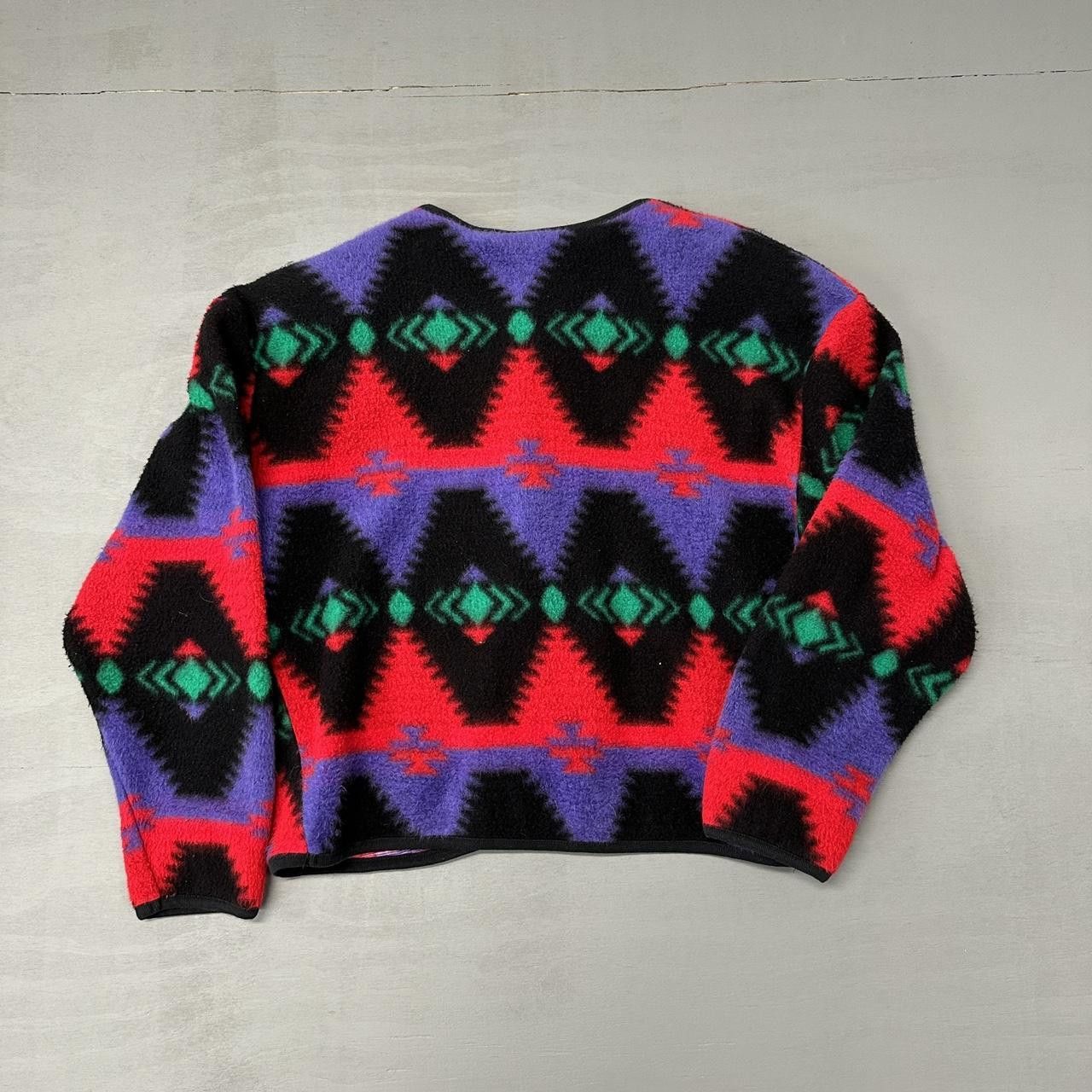 Vintage Vintage 80s Aztec Cardigan David Wayne Fleece Sweater Large Size L / US 10 / IT 46 - 2 Thumbnail