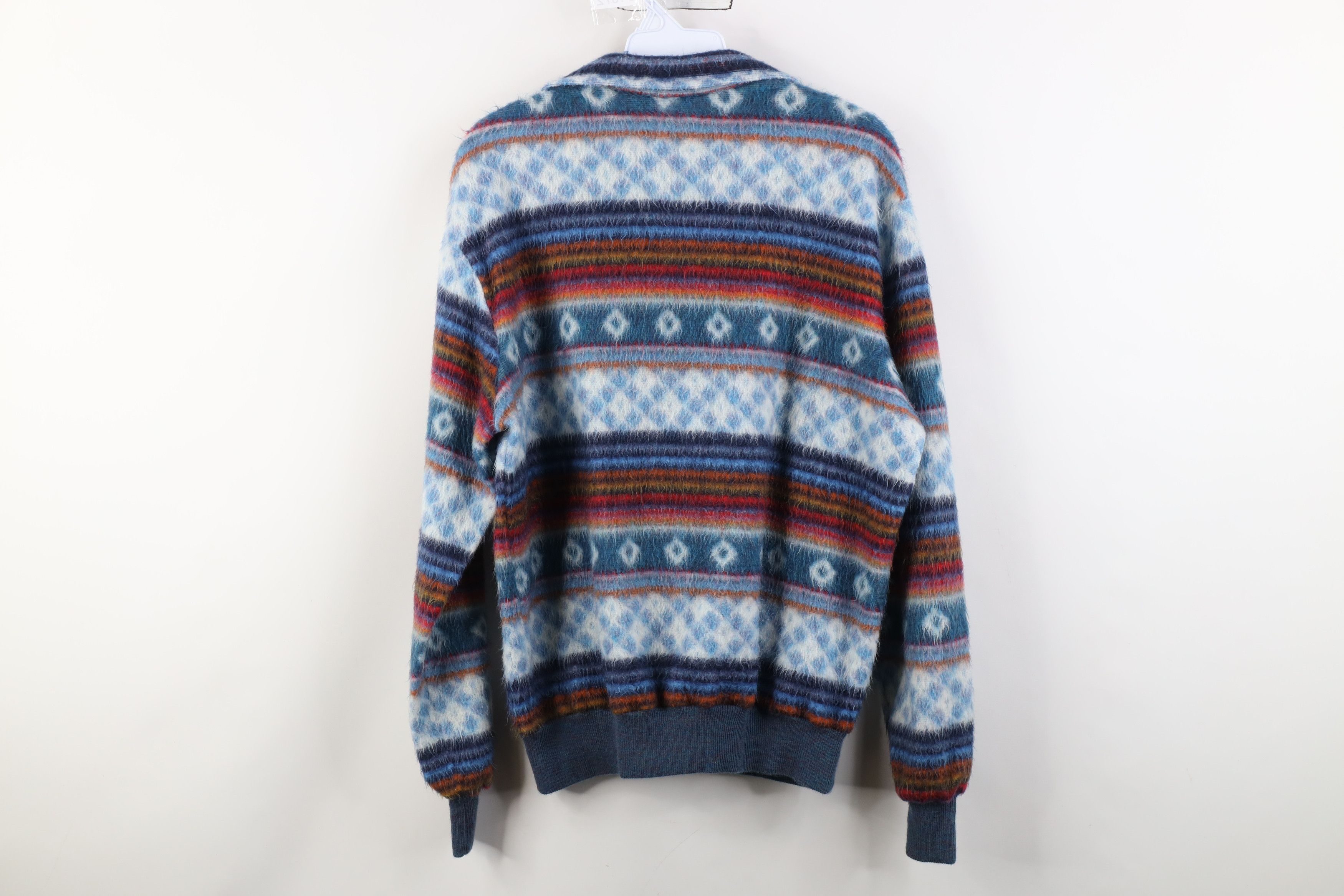Vintage Vintage 70s Streetwear Fair Isle Shag Fleece Sweater Size L / US 10 / IT 46 - 10 Thumbnail