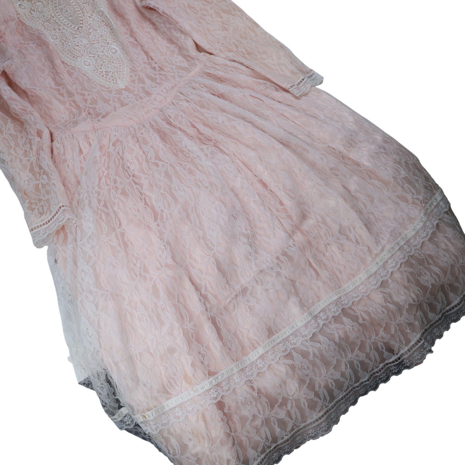 Vintage VTG Gunne Sax by Jessica McClintock Lace Over Statin Dress Size L / US 10 / IT 46 - 8 Thumbnail