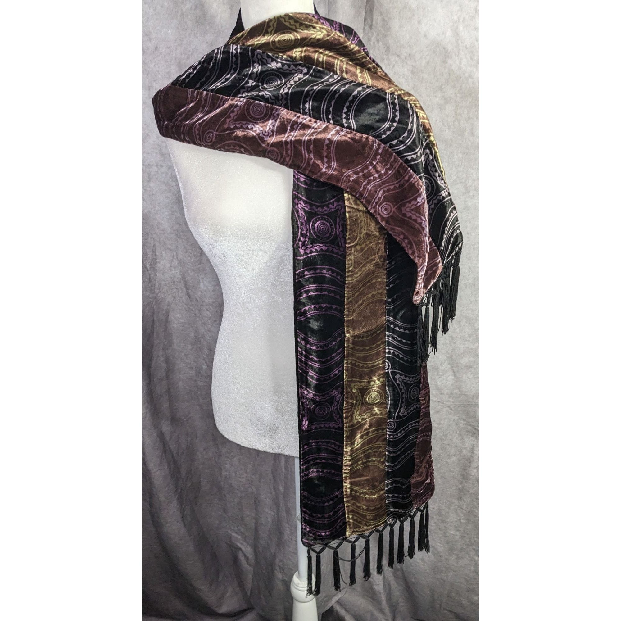 Other Michele Ratte Handmade Velvet Scarf With Fringe Multicolor Size ONE SIZE - 12 Thumbnail