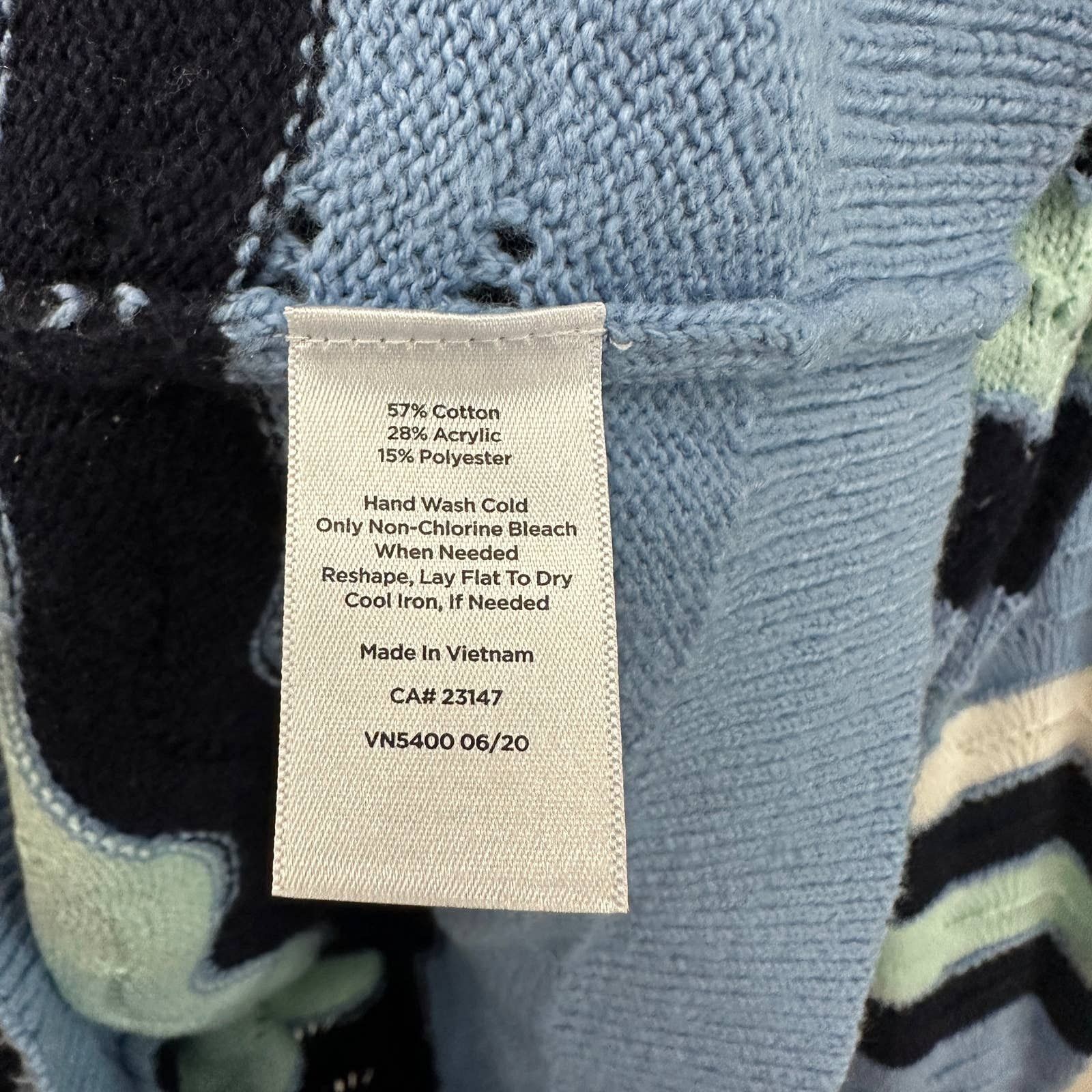 Other Talbots Blue Knit Chevron Stripe Pullover Fair Isle Sweater Size L / US 10 / IT 46 - 6 Thumbnail