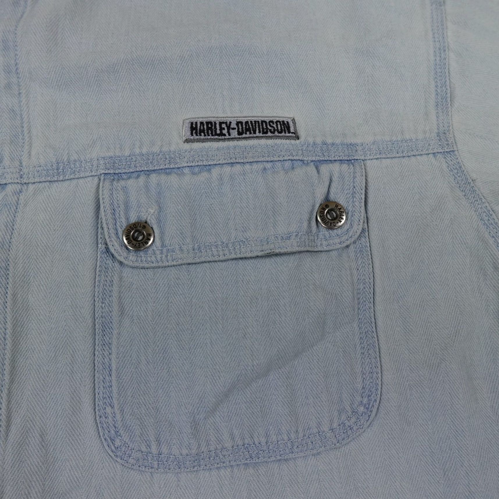 Harley Davidson Harley-Davidson Shirt Mens L Blue Denim Chambray Motorcycle Biker Shacket Shirt Mens Large Denim Chambray Harley-Davidson Size US L / EU 52-54 / 3 - 3 Thumbnail